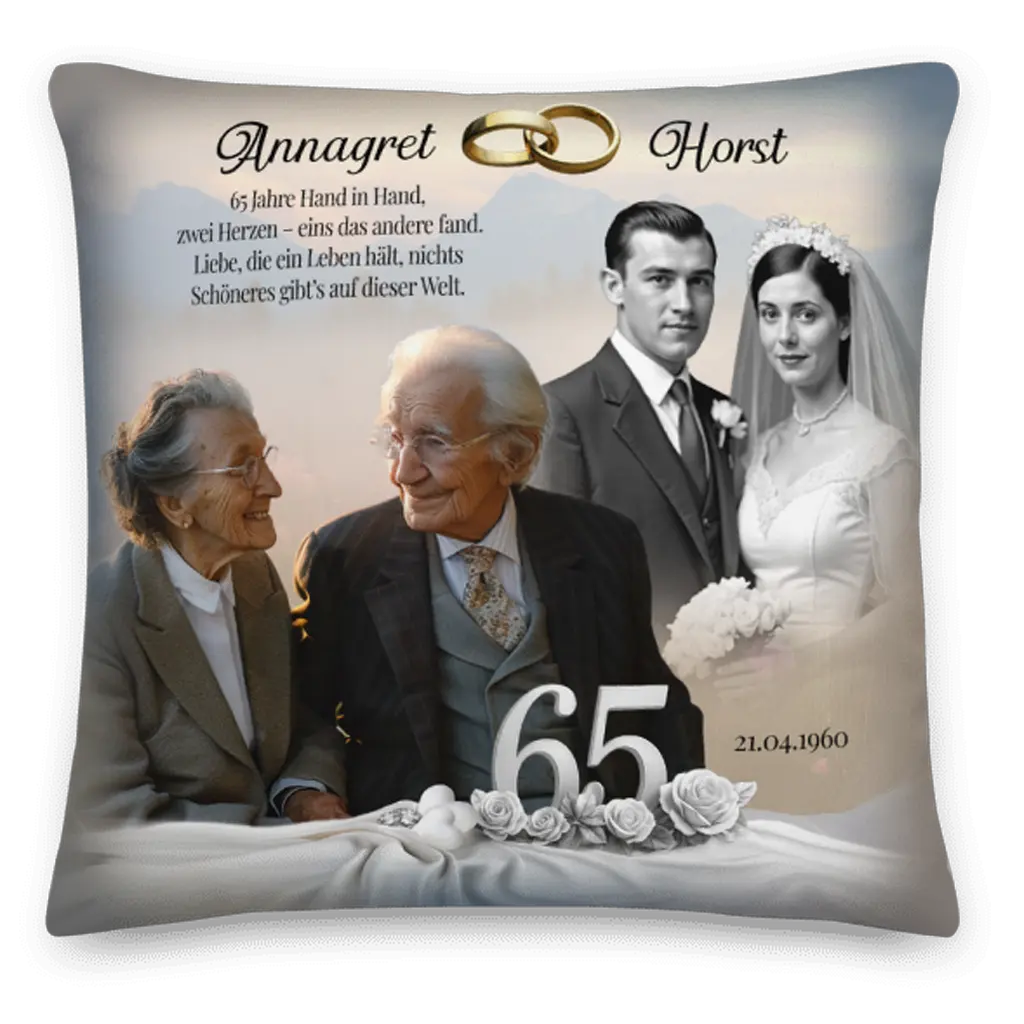 Dekokissen 65 Jahre Ehe mit Namen und Datum