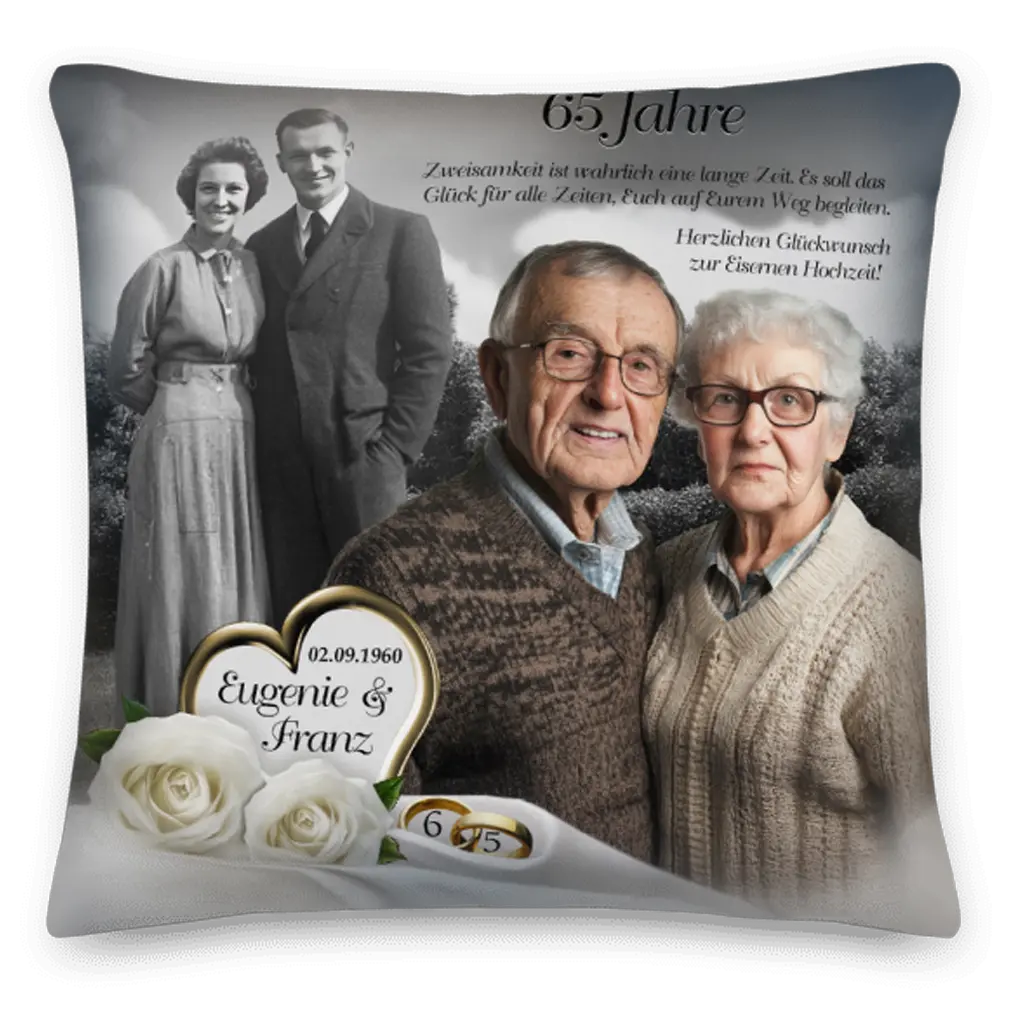 Geschenkidee Kissen für Eltern 65 Jahre Ehe