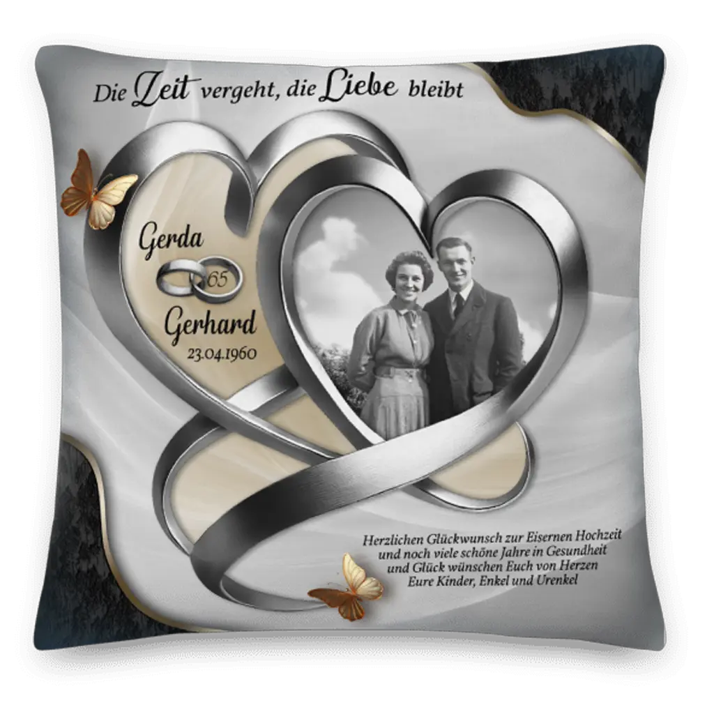 Zierkissen Eiserne Hochzeit personalisiert