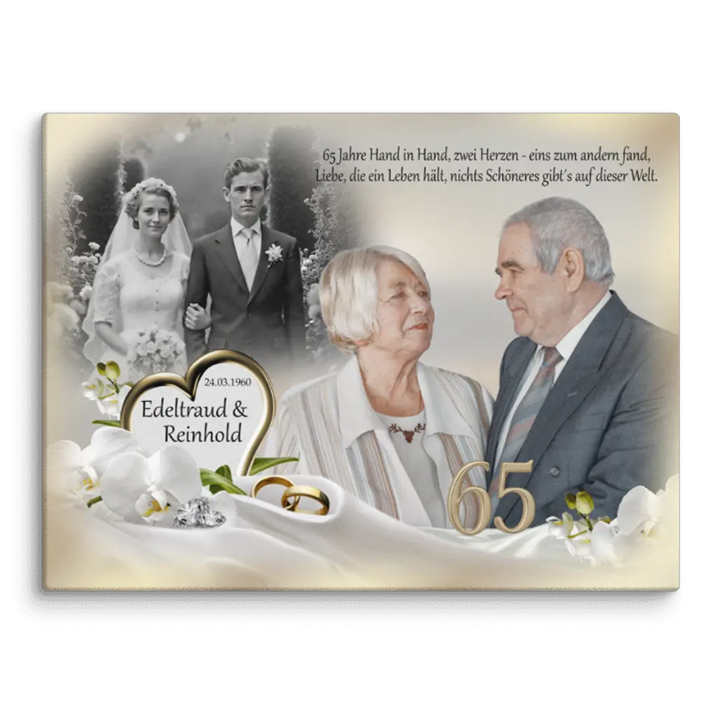Collage Leinwand Eiserne Hochzeit personalisiert