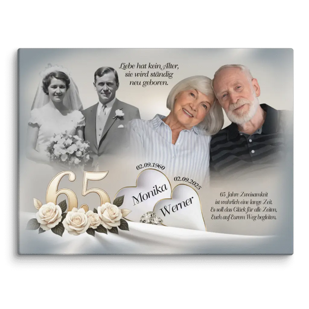 Fotoleinwand 65 Jahre Ehe mit Namen und Datum