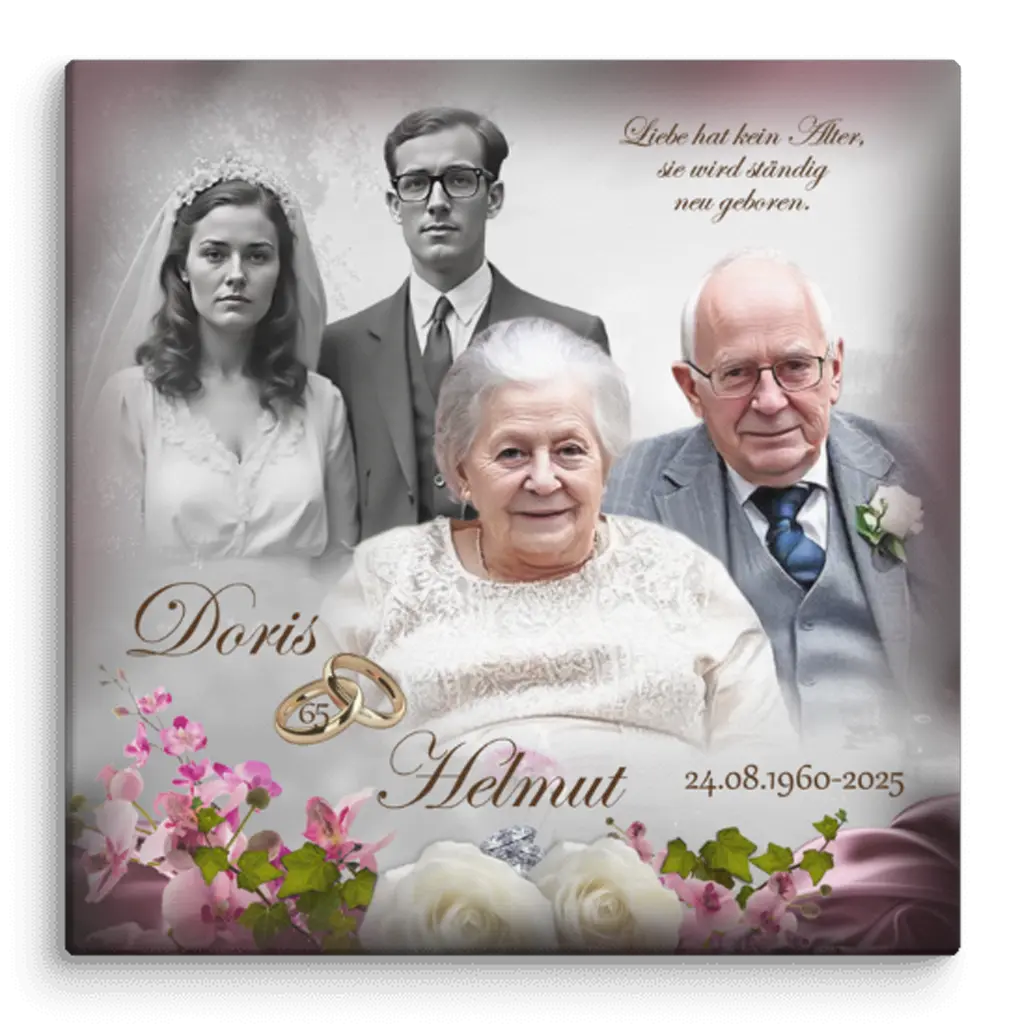 Eiserne Hochzeit personalisierte Fotoleinwand
