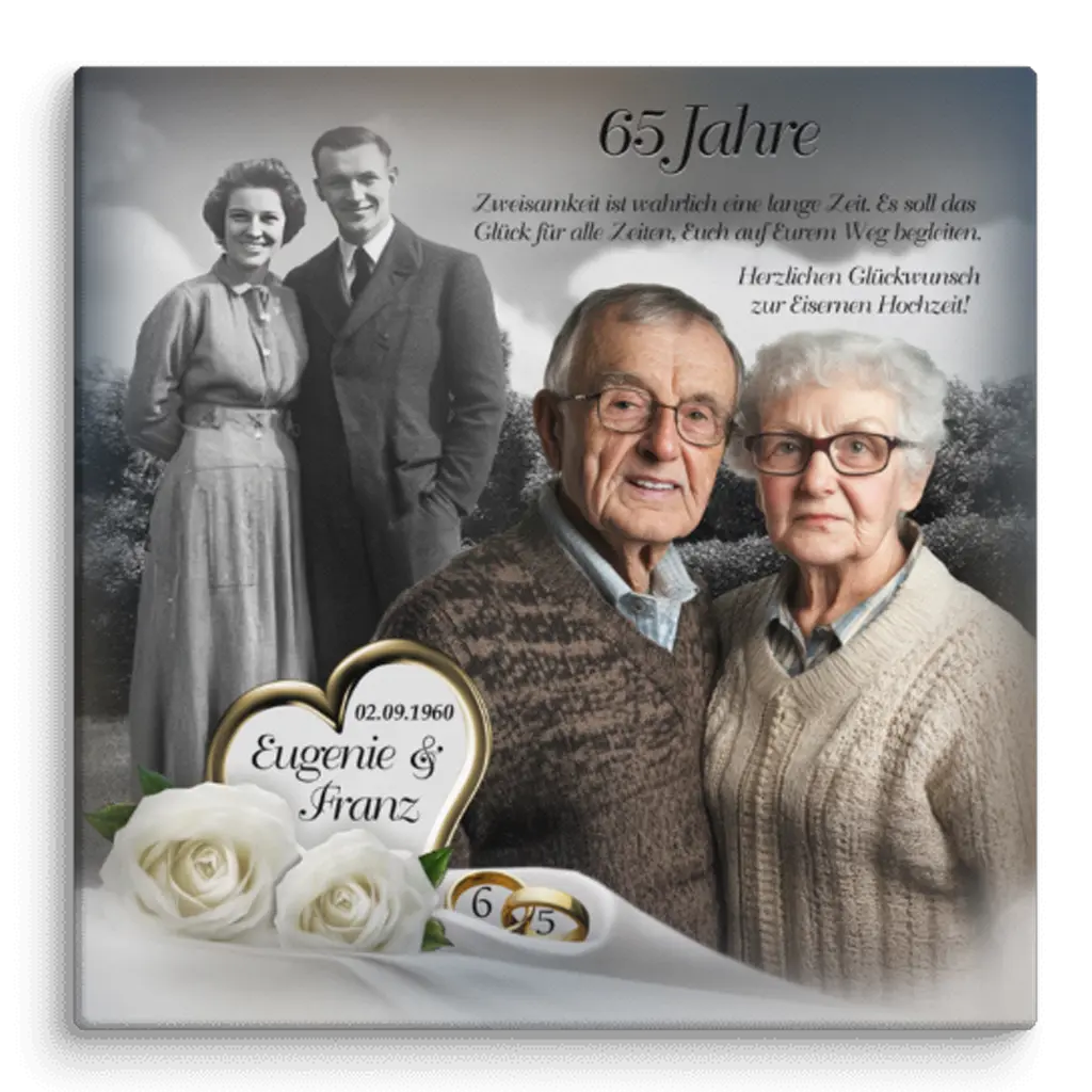 Erinnerungsleinwand 65. Hochzeitstag individuell