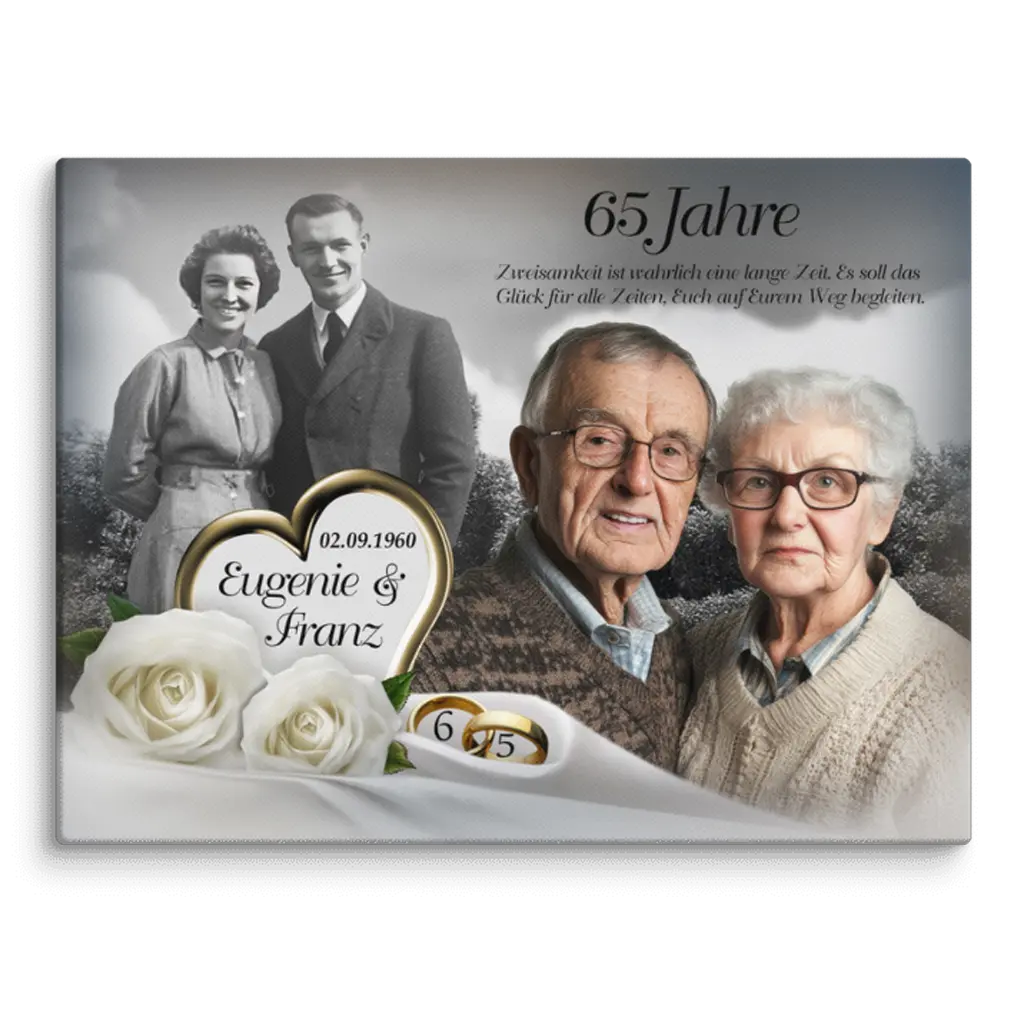 Leinwand Eiserne Hochzeit personalisiert mit Foto