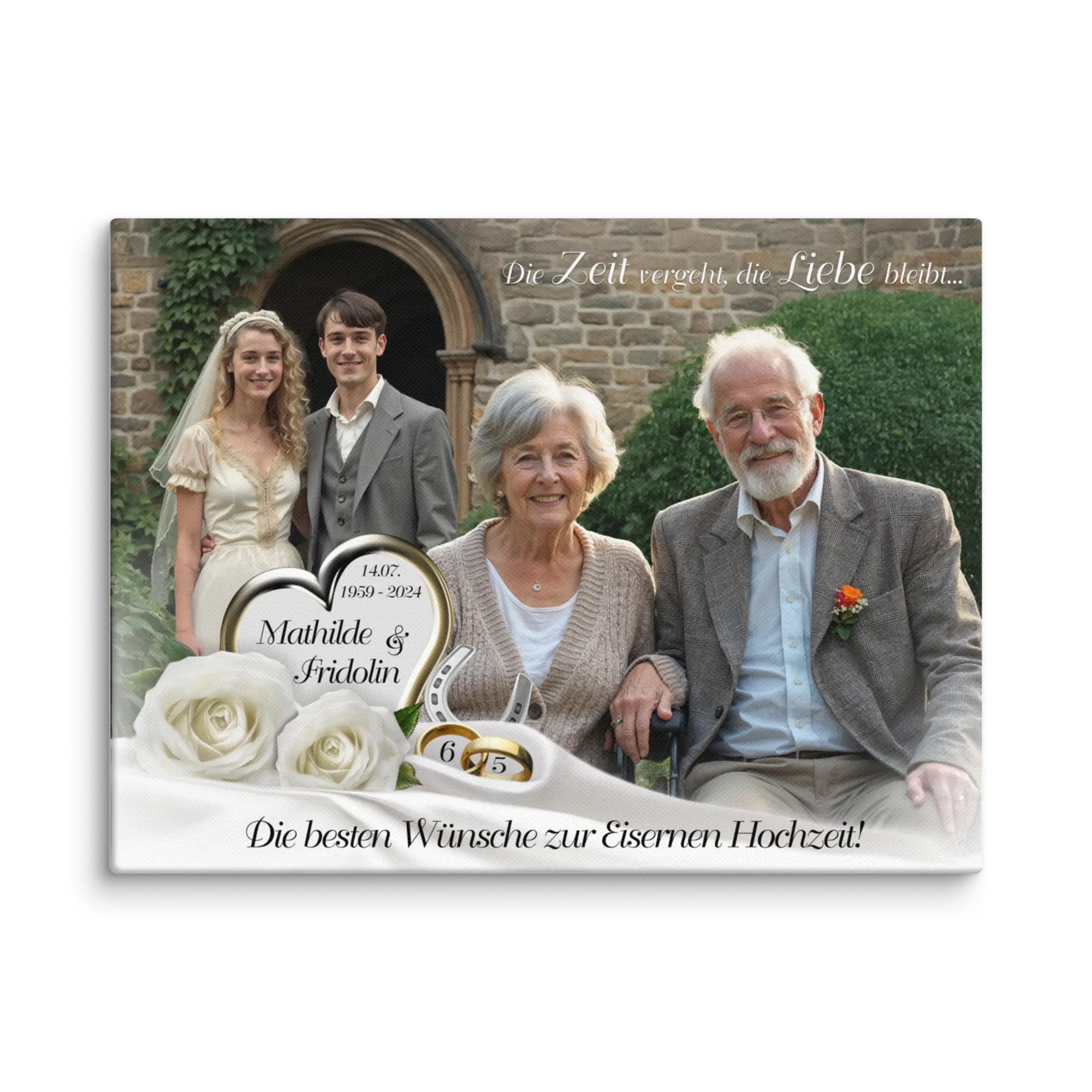 Bezaubernde Leinwand Eiserne Hochzeit personalisiert mit Foto