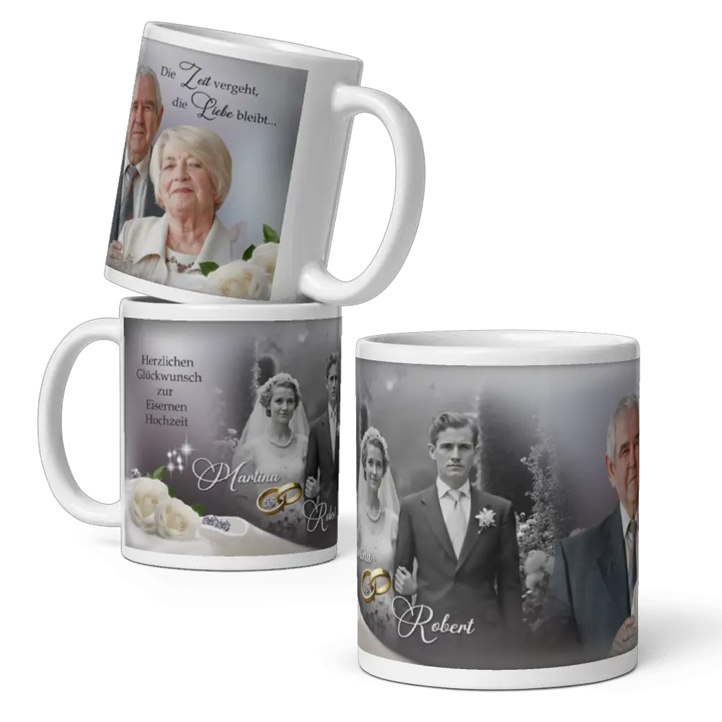 Personalisiertes Geschenk Tasse zur Eisernen Hochzeit mit Foto
