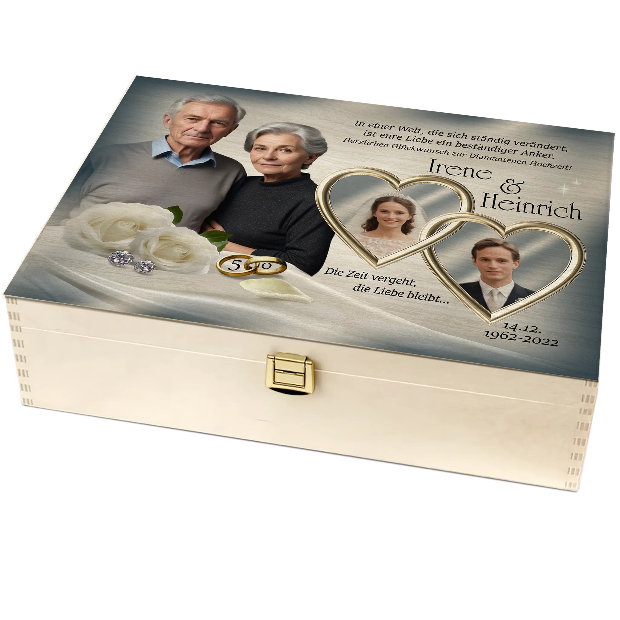 Holzbox mit Fotocollage – liebevolles Jubiläumsgeschenk zum 50. Hochzeitstag