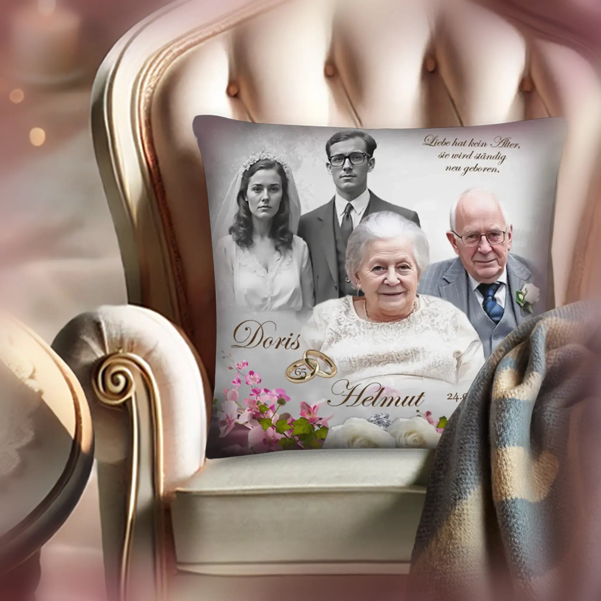 Kissen Eiserne Hochzeit personalisiert mit Foto