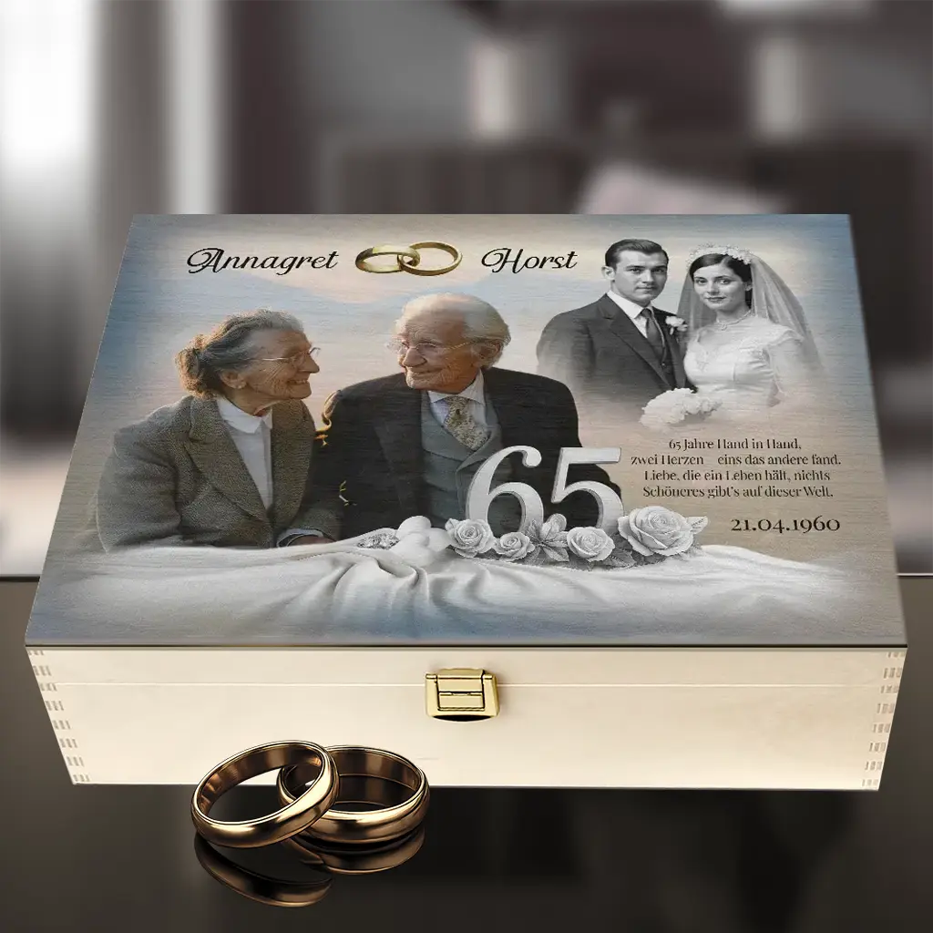 Personalisierte Geschenkbox 65. Hochzeitstag