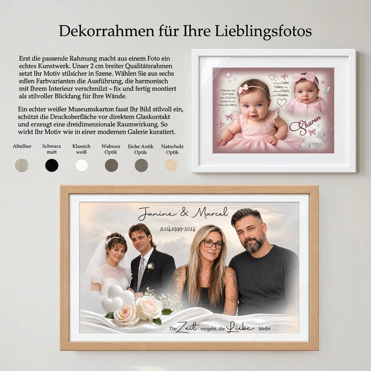 Persönliches Wandbild gerahmt mit Passepartout – Exklusivfertigung