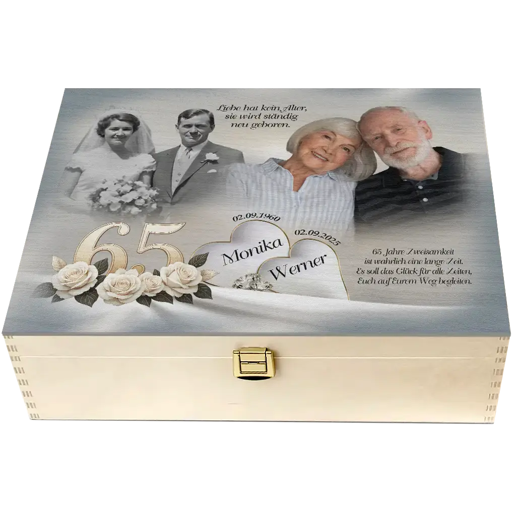 Fotogeschenk Holzbox zur Eisernen Hochzeit