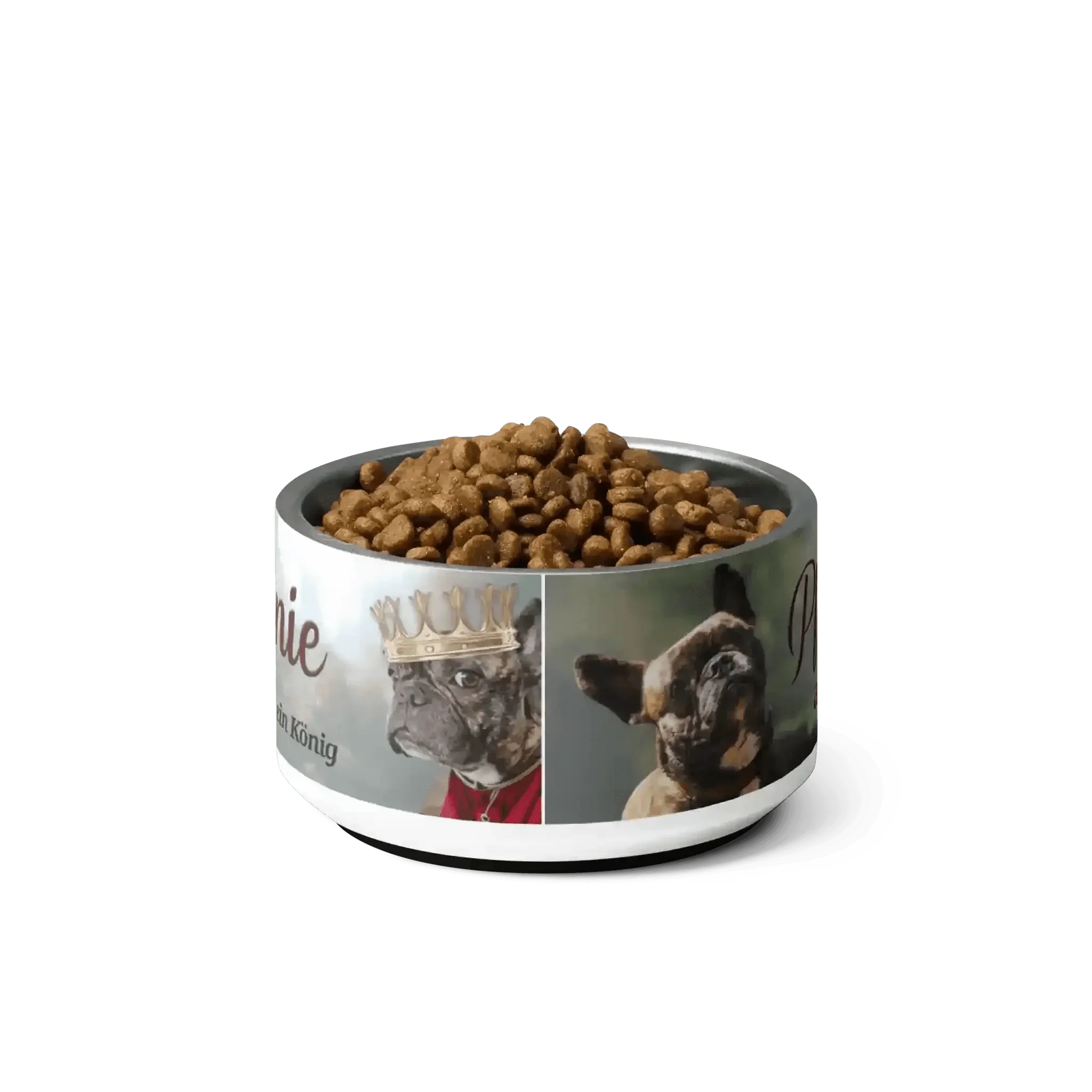 Hundenapf mit Trockenfutter, Fotos von Bulldogge, Krone, personalisierter Futternapf