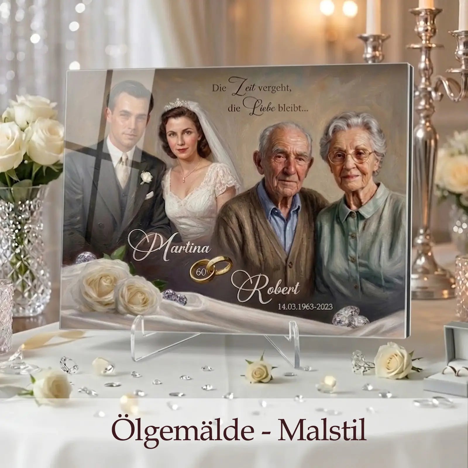 Geschenk zum 60. Hochzeitstag - Acrylglasbild zur Diamantenen Hochzeit
