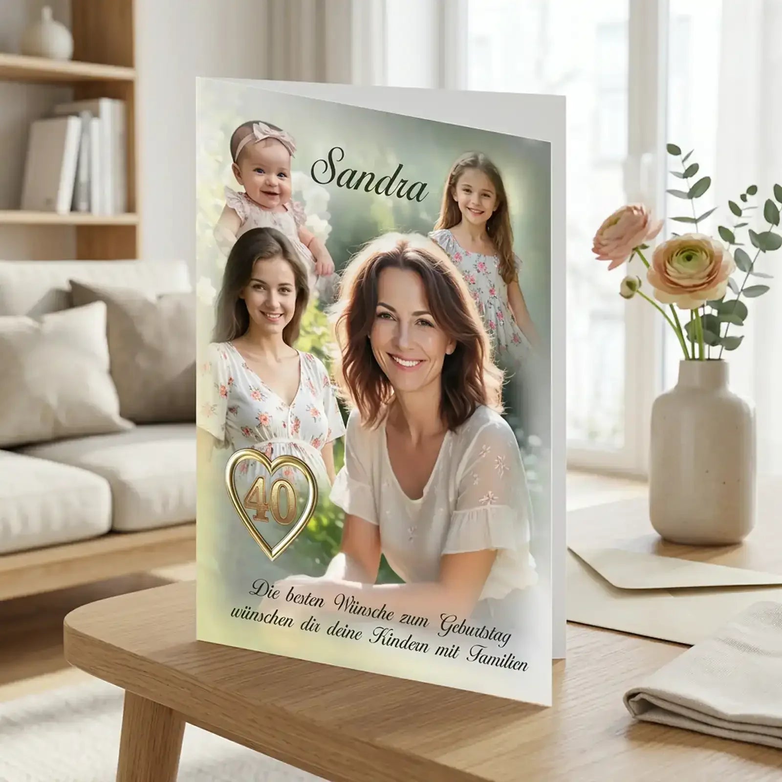 besondere Klappkarte zum Geburtstag, hochwertig personalisiert mit Foto, Name und persönlichem Text