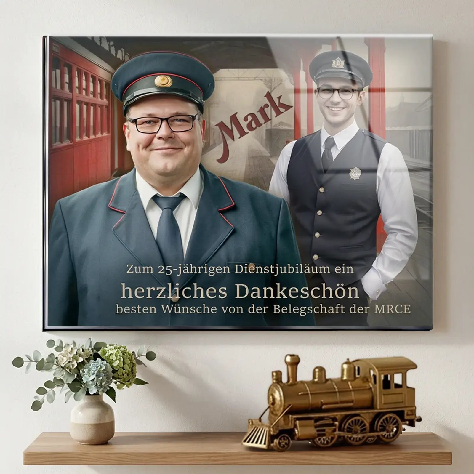 individuelles Acrylglasbild mit Foto und Name als exklusives Geschenk zum Dienstjubikäum