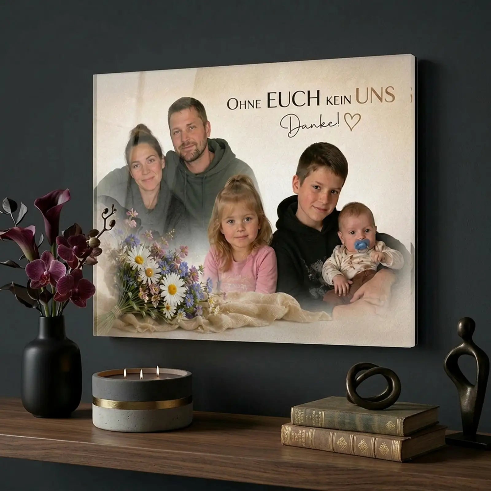 Leinwand mit Foto der Familie als persönliches Geschenk für Oma und Opa zu jedem Anlass.