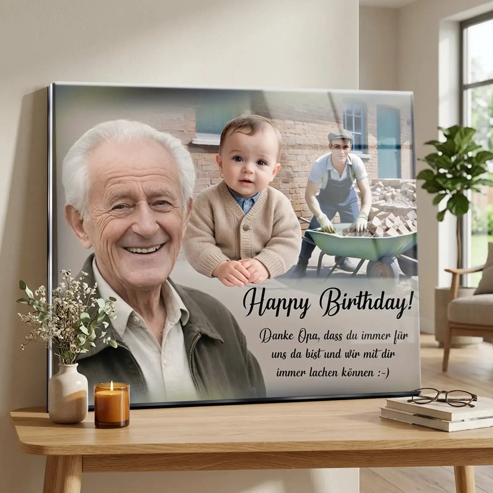 wertiges Geschenk auf Acrylglas, personalisiert mit Foto und Name zum Geburtstag