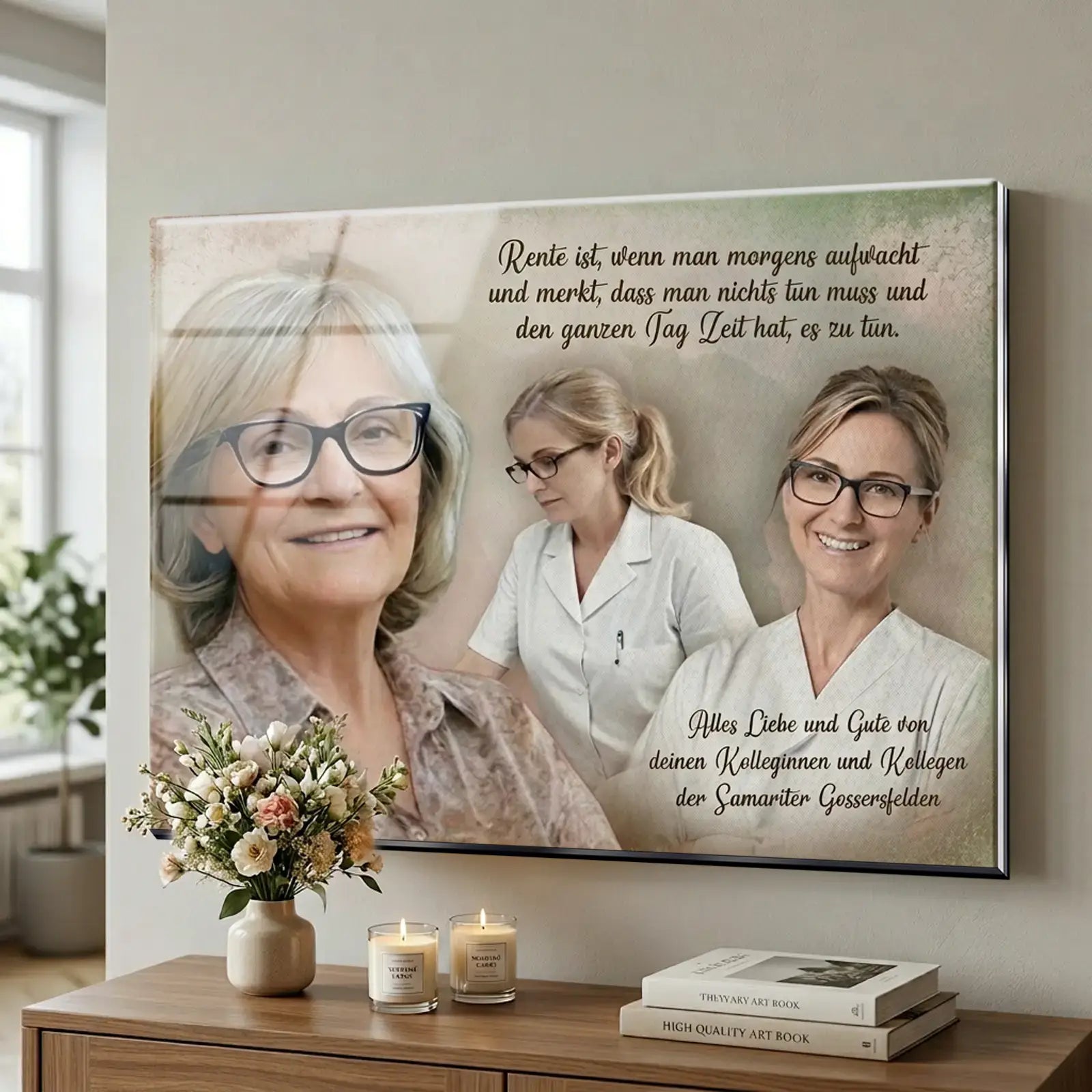 edles Acrylglasbild als personalisiertes Geschenk mit Foto und Name zum Abschied für Kollegen und Mitarbeiter