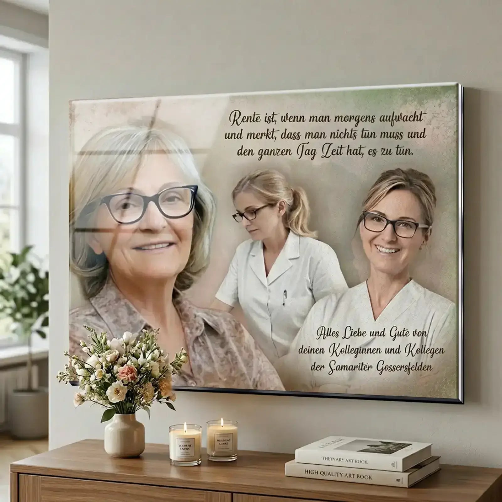 edles Acrylglasbild als personalisiertes Geschenk mit Foto und Name zum Abschied für Kollegen und Mitarbeiter