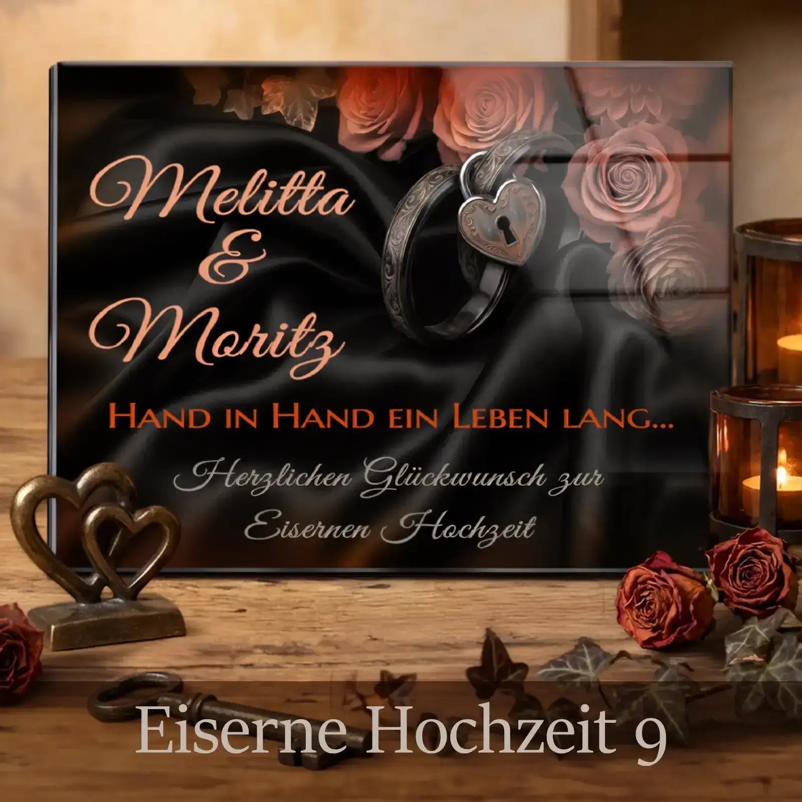 Geschenk zur Eisernen Hochzeit: personalisiertes Acrylglasbild im Gothic Style zum 65 Hochzeitstag - Motiv-9