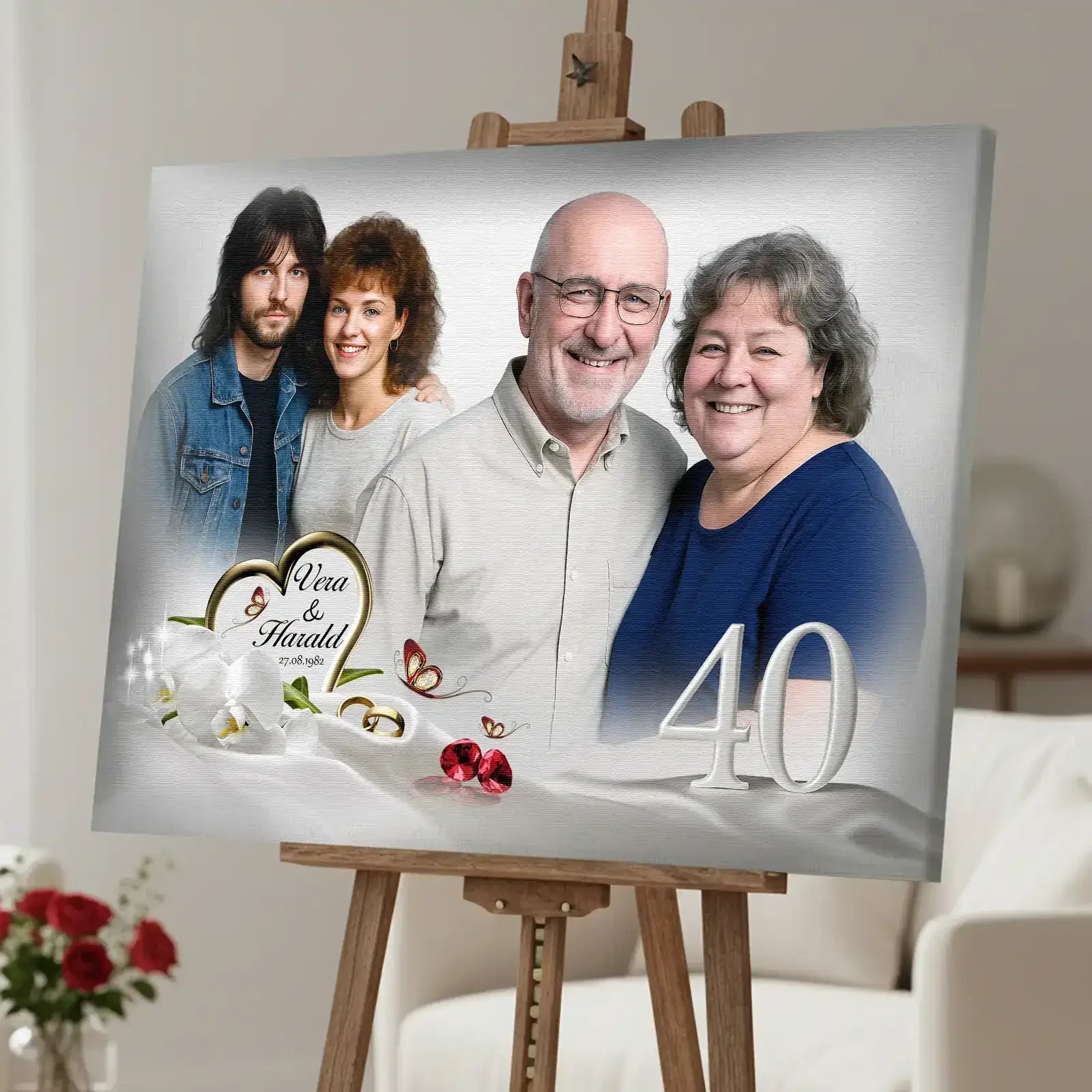 Geschenk Rubinhochzeit - individuelles Leinwandbild als Geschenk zur Feier von 40 Jahren Ehe. Persönlich und individuell zum 40. Hochzeitstag