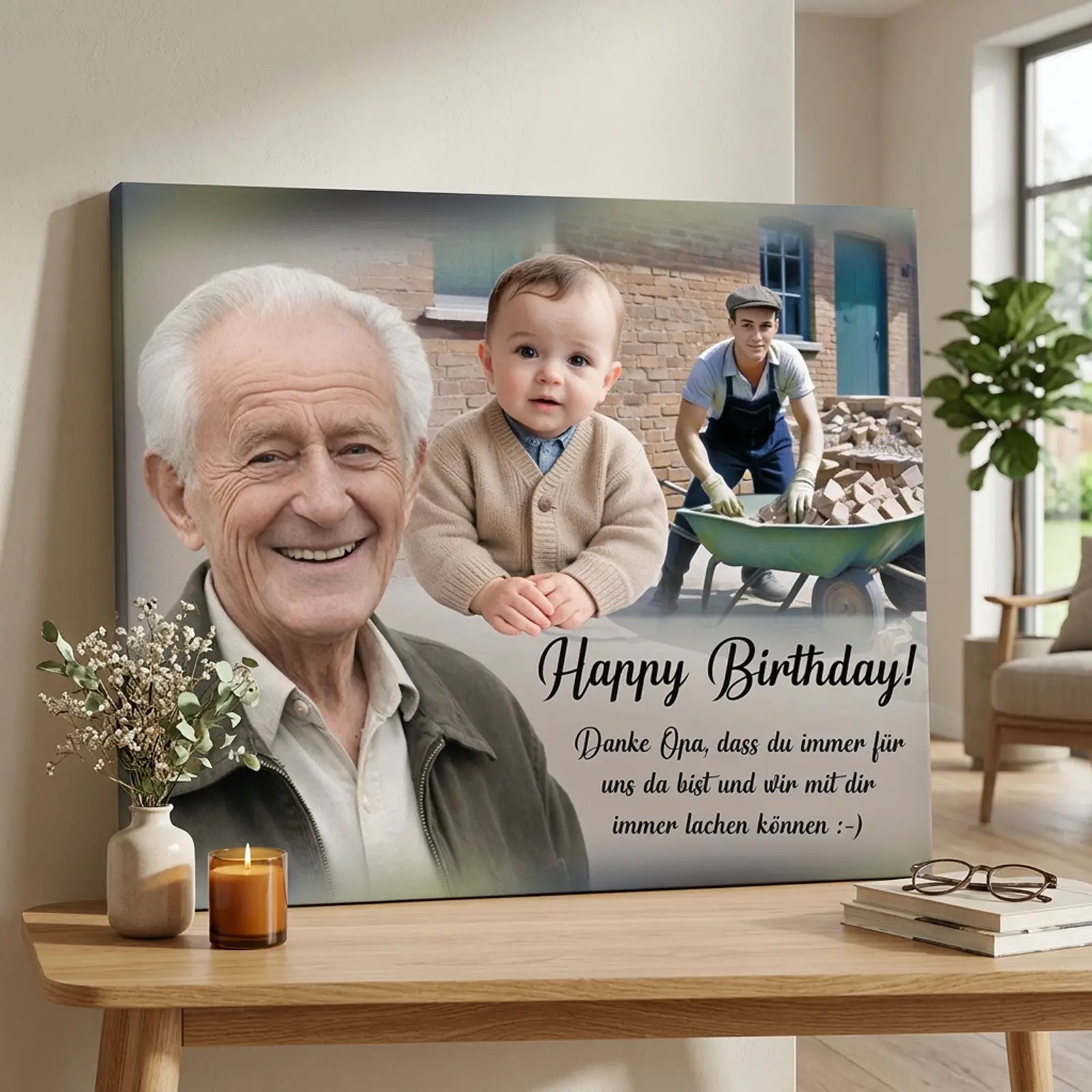 einzigartiges Geschenk zum Geburtstag mit Foto und Namen auf Leinwand, hochwertig personalisiert und individuell gestaltet