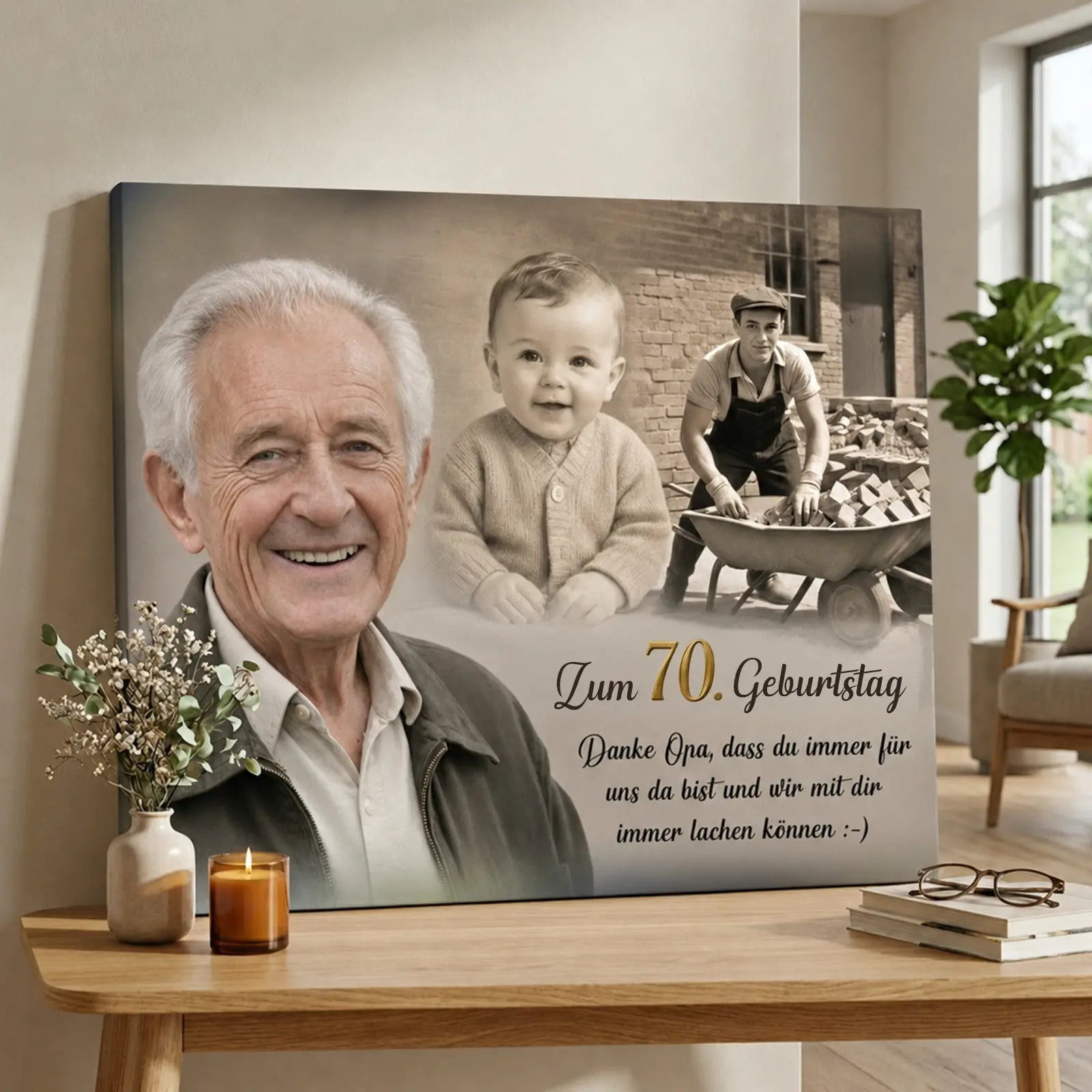 einzigartiges Geschenk zum Geburtstag mit Foto und Namen auf Leinwand, hochwertig personalisiert und individuell gestaltet
