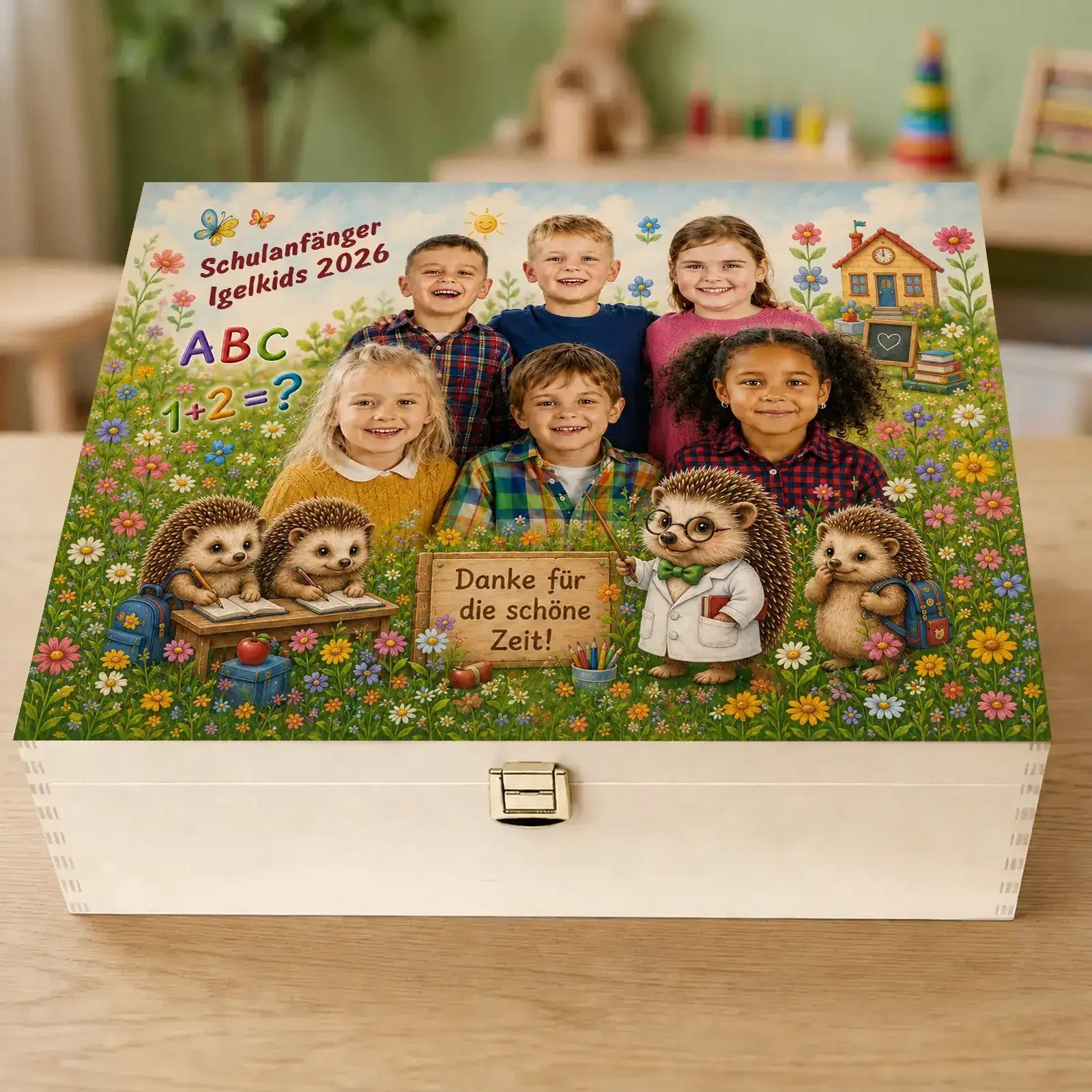 Freundschaftsbox aus Holz mit Kita-Gruppe – tolles Geschenk zur Einschulung