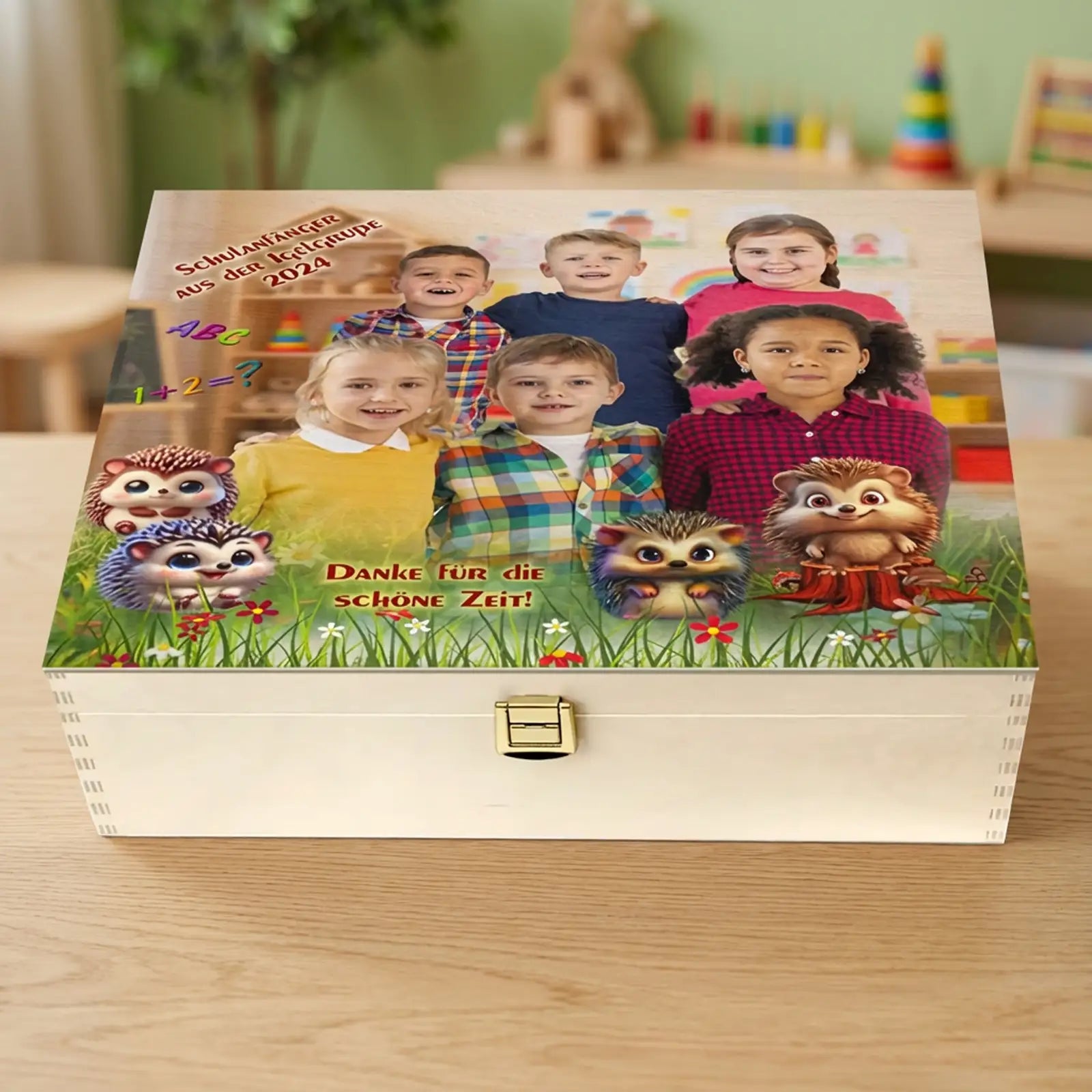 Freundschaftsbox aus Holz mit Kita-Gruppe – tolles Geschenk zur Einschulung
