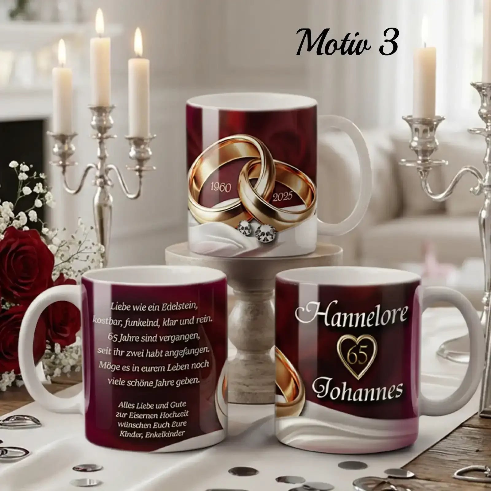 Geschenk zur Eisernen Hochzeit – edle Keramiktassen zur 65. Hochzeitstag, Motiv3