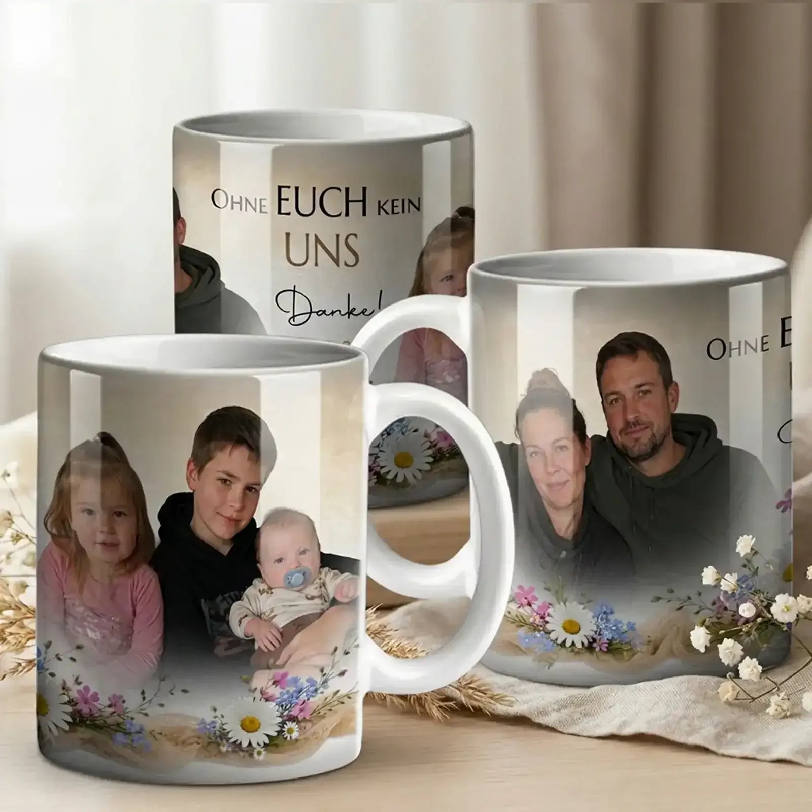 Personalisierte Tasse mit Foto der Familie als liebevolles Geschenk für Oma und Opa zu jedem Anlass.