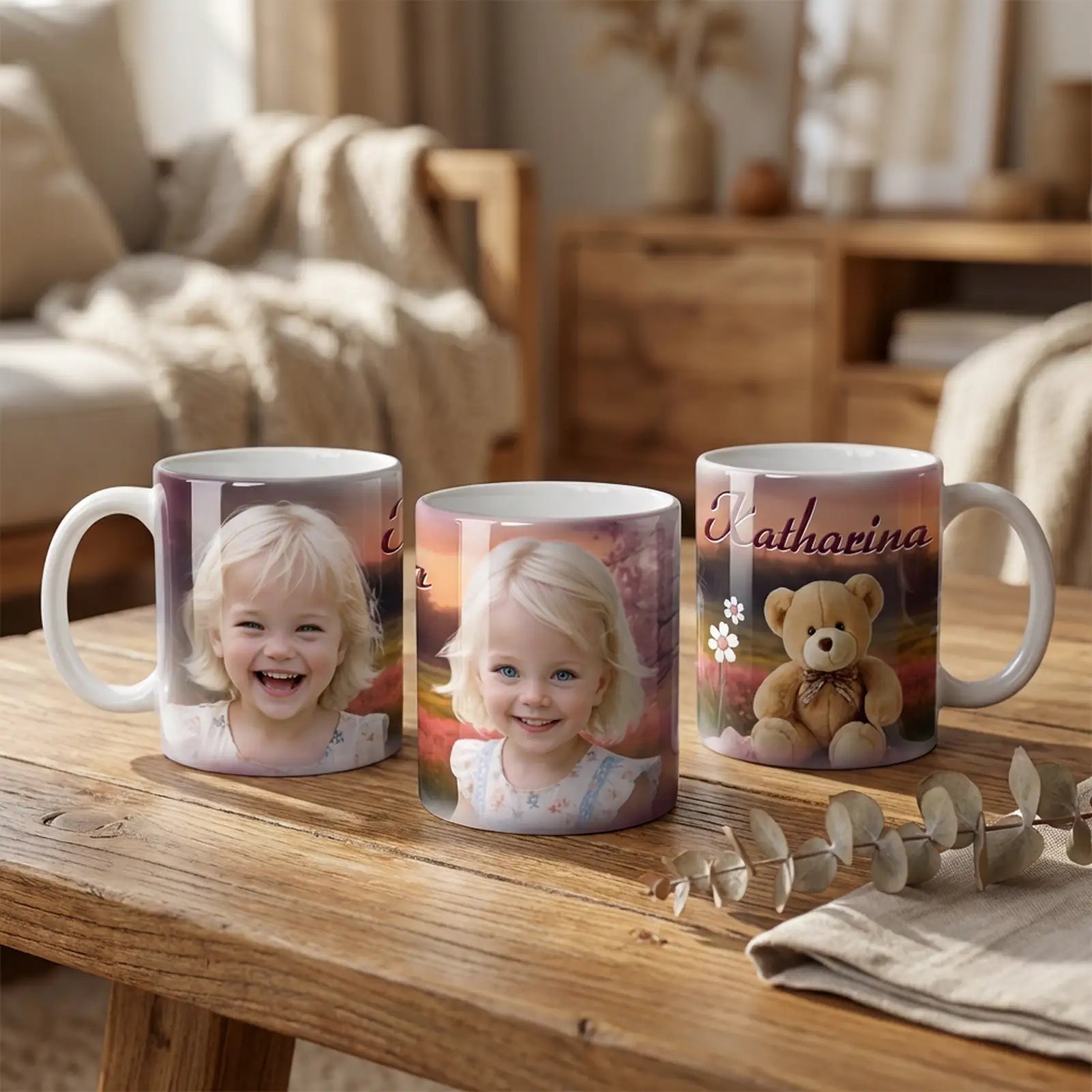 Individuell gestaltete Tassen zur Geburt & Taufe mit Foto als Geschenk für Paten, Eltern und Großeltern