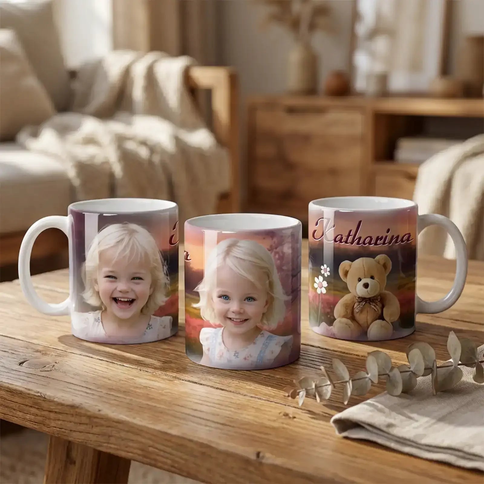 Individuell gestaltete Tassen zur Geburt & Taufe mit Foto als Geschenk für Paten, Eltern und Großeltern