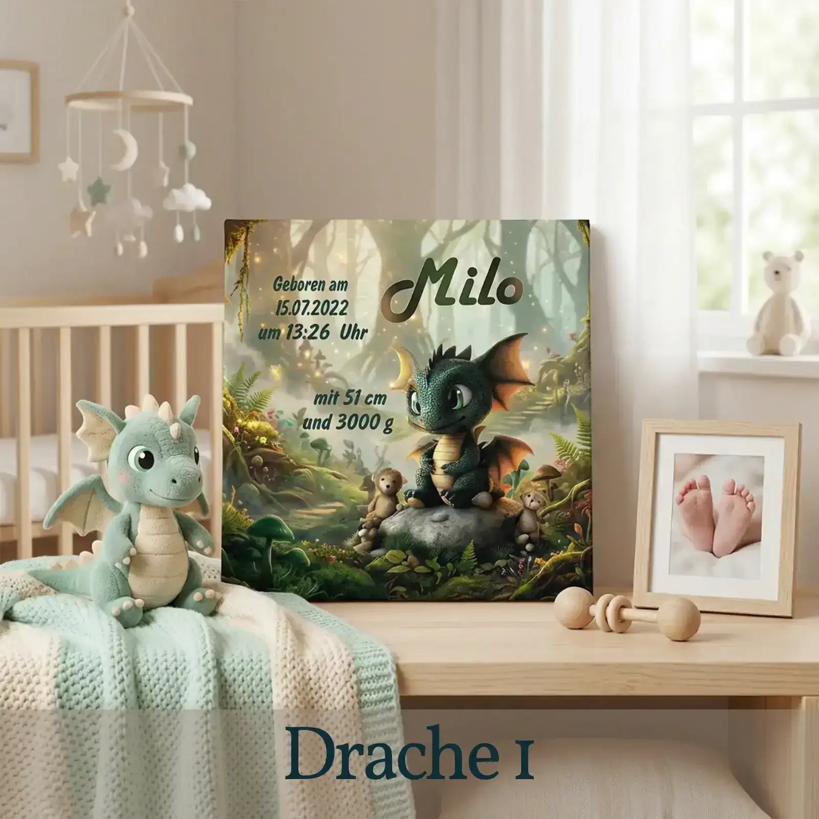 Diese liebevoll personalisierte Leinwand ist ein besonderes Geschenk zur Taufe und Geburt und zugleich ein einzigartiges Taufgeschenk