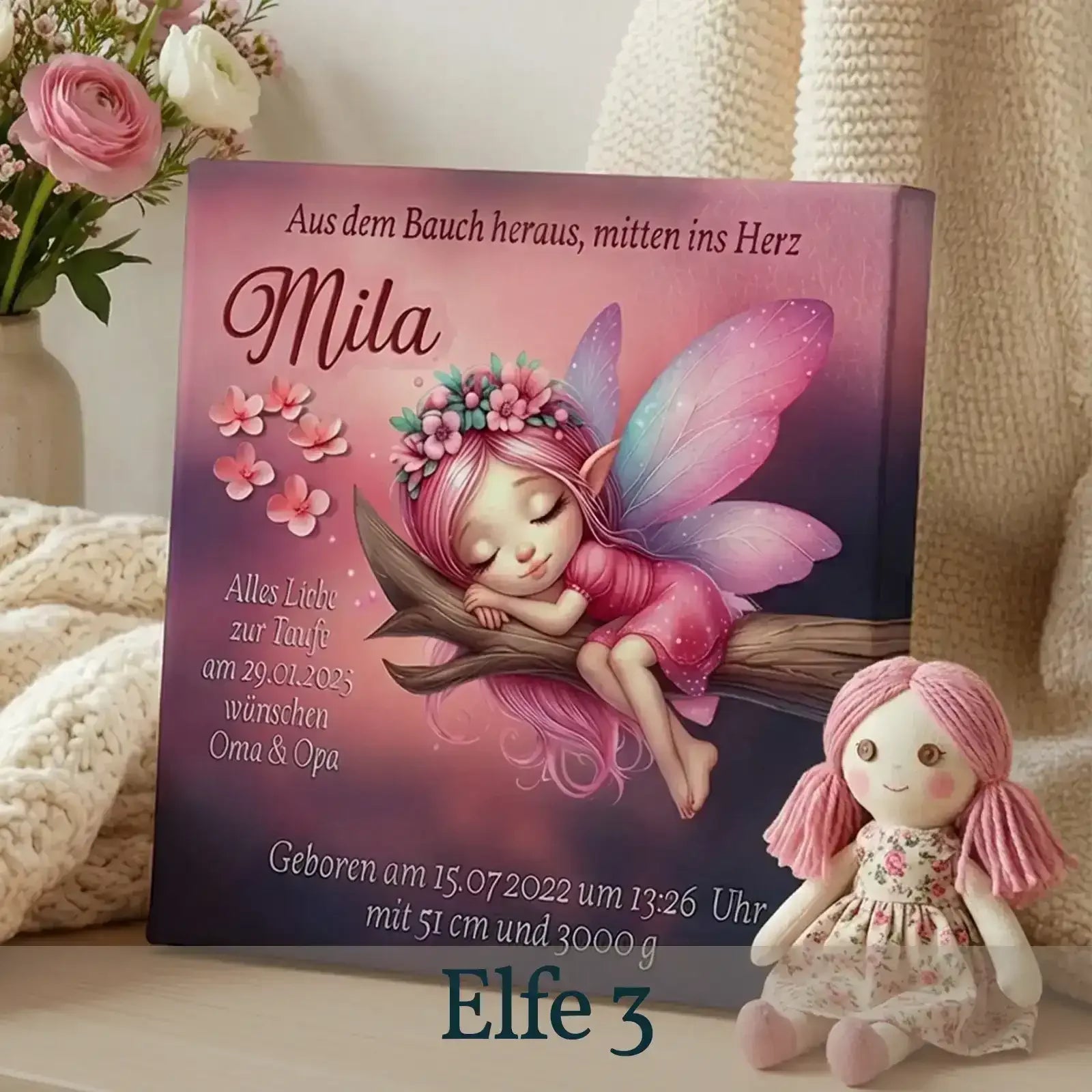 Personalisierte Leinwand als Geschenk zur Taufe und Geburt, ein einzigartiges und liebevolles Taufgeschenk für bleibende Erinnerungen