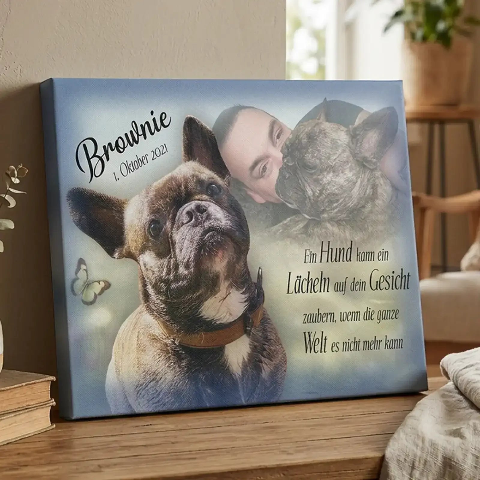 Fotoleinwand mit Haustier Motiv und persönlicher Gestaltung für Zuhause