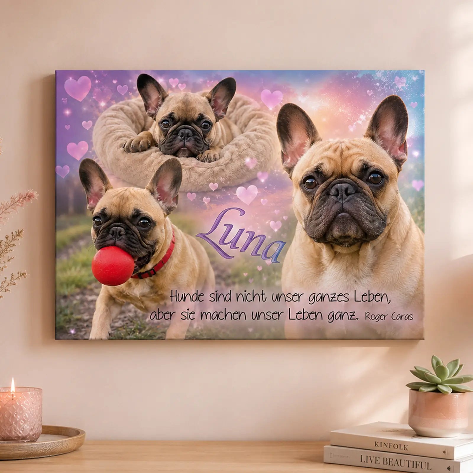 Personalisierte Leinwand mit Haustierfoto und Zitat als liebevolles Geschenk für Tierfreunde