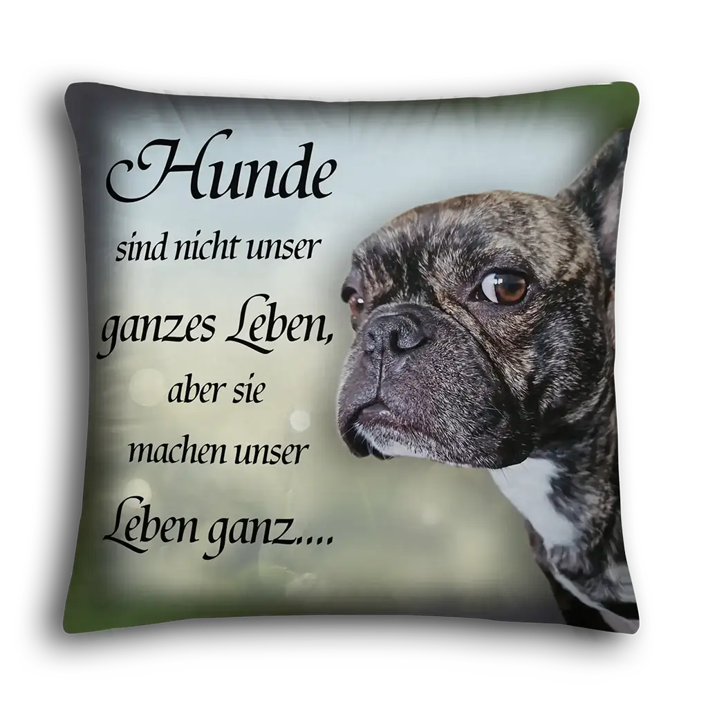 Dekokissen mit Spruch für Hundeliebhaber, Porträt eines Hundes, Geschenk Haustier