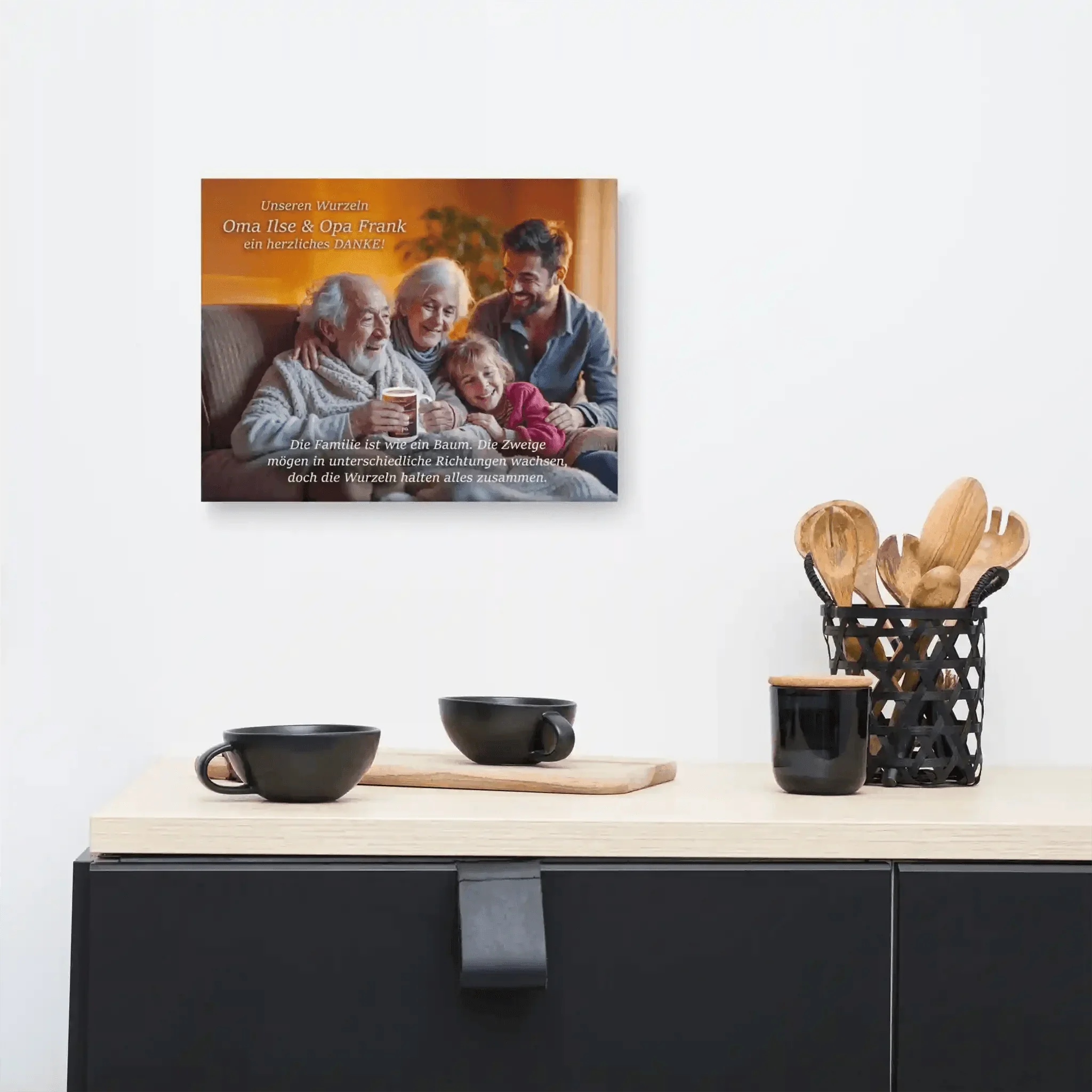 Leinwand mit weihnachtlichem Familienfoto, Wohnzimmerdeko, Geschenkidee für Großeltern