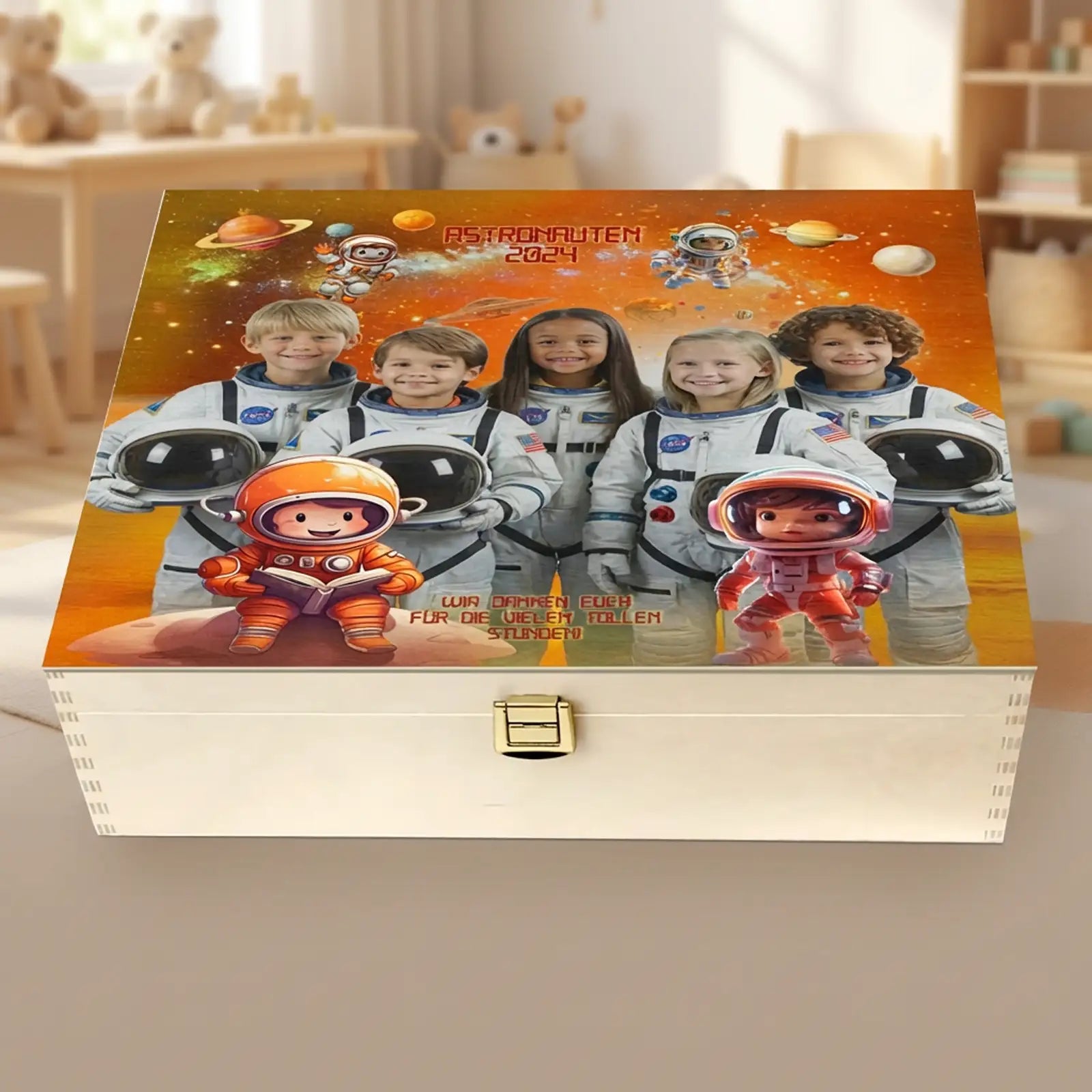Personalisierte Holzbox mit Gruppenfoto – Geschenk für Kindergarten oder Schulanfang