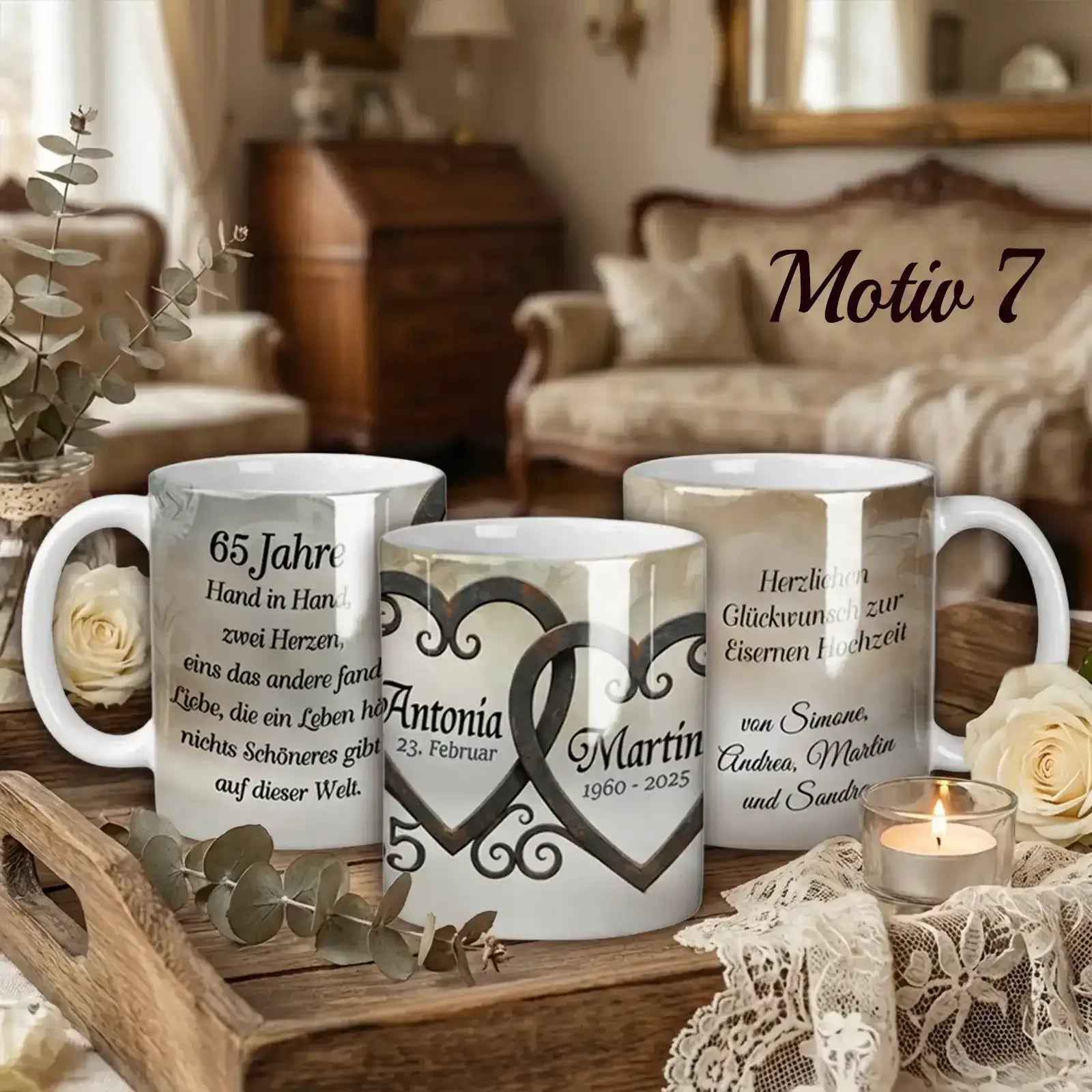 Geschenk zur Eisernen Hochzeit – edle Keramiktassen zur 65. Hochzeitstag, Motiv7