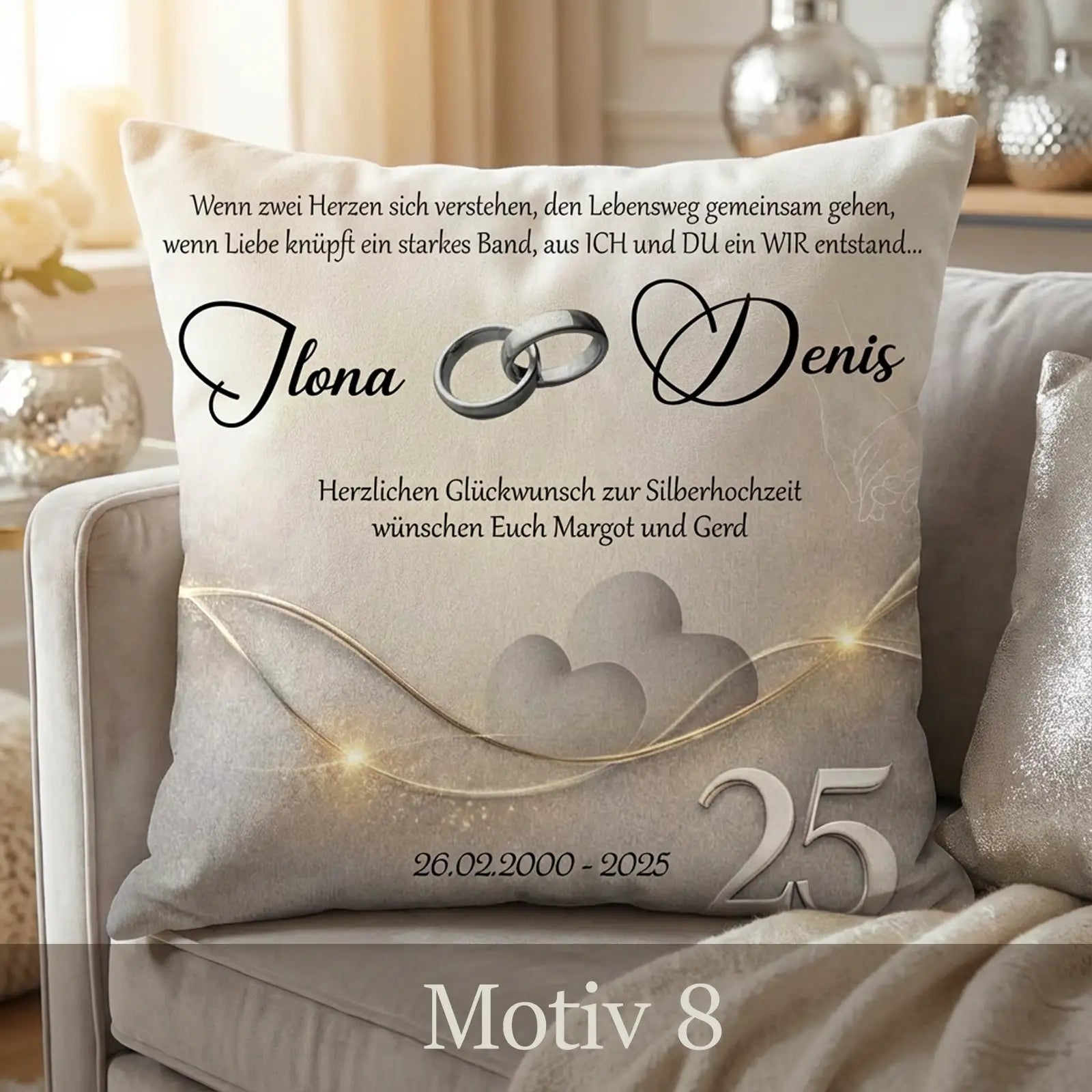 Edles Kissen zur Silberhochzeit – Ein personalisiertes Geschenk für unvergessliche Erinnerungen