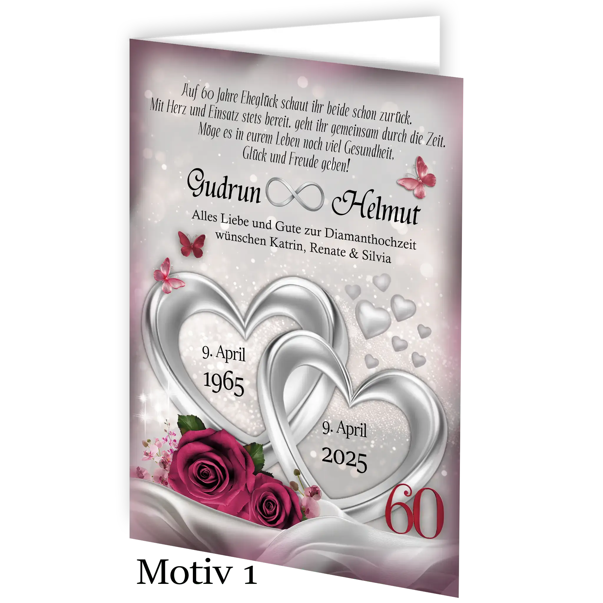 Edle Karte zum 60. Hochzeitstag mit stilvollem Design