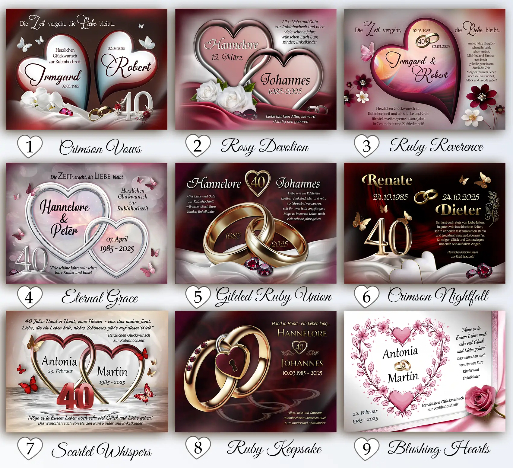 vorschaubild für motive für grußkarten zum 40. Hochzeitstag