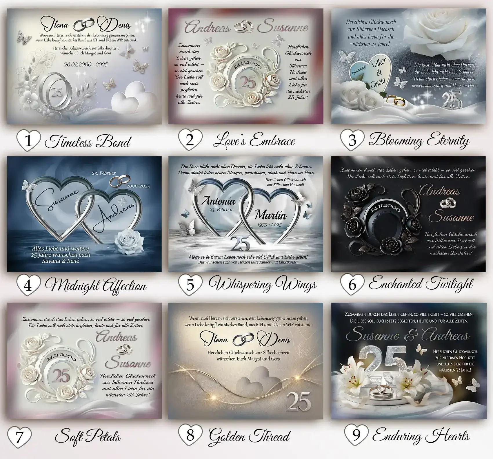 Geschenk zur Silbernen Hochzeit – Motive - Vorschau aller Bilder