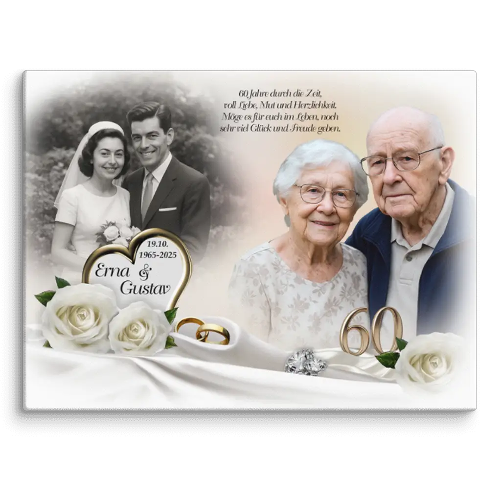 Hochzeitsfoto auf Leinwand zur Diamanthochzeit – edles Geschenk zum Ehejubiläum