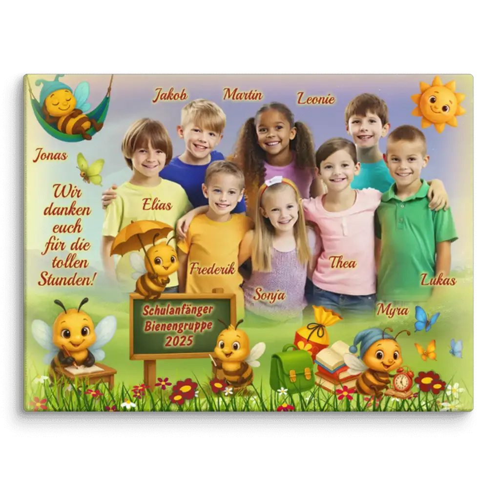 personalisierte Leinwand zum Abschied aus dem Kindergarten, rechteckig 30x40