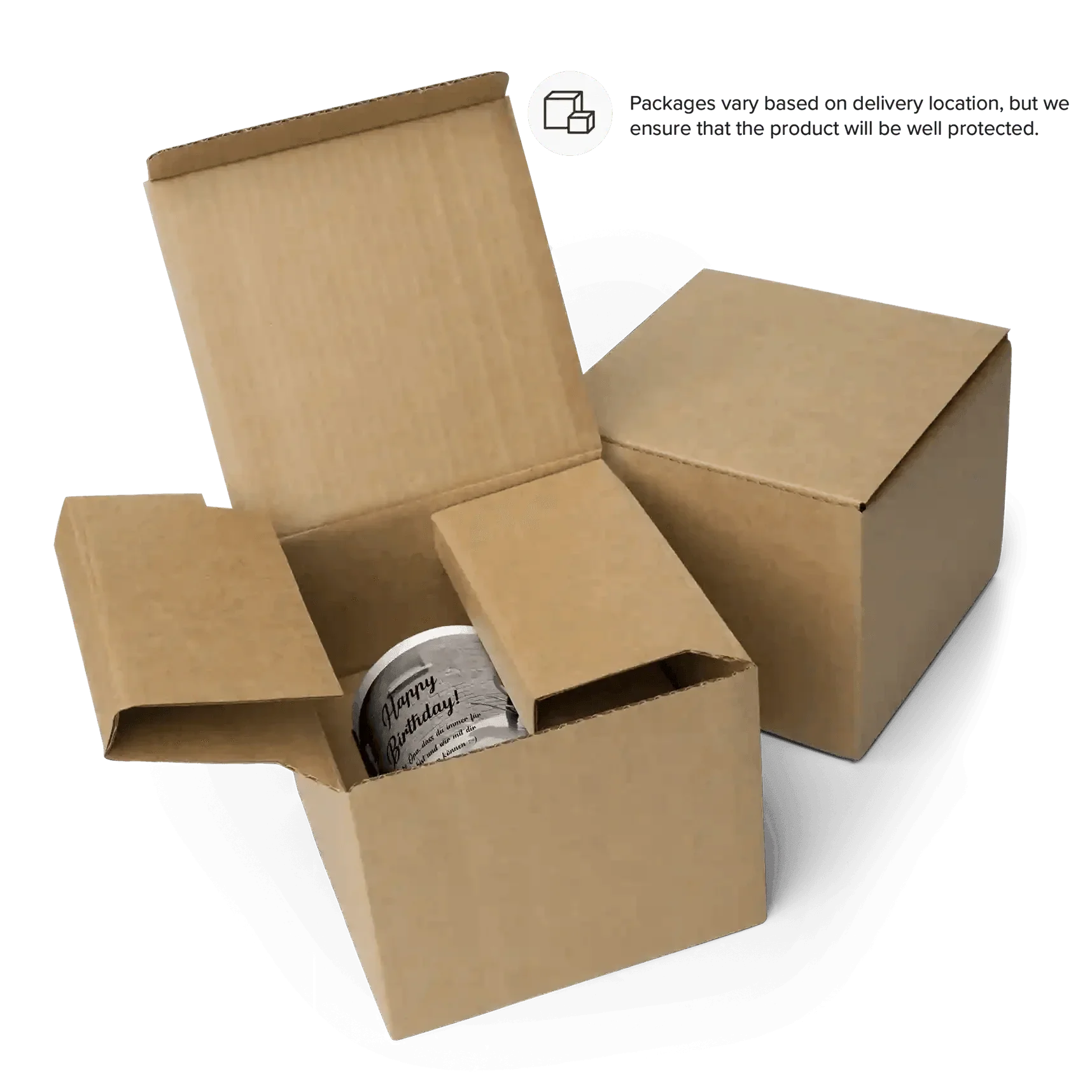 Karton mit bunter Geburtstagstasse für Opa, Geschenkverpackung, Tasse im Paket