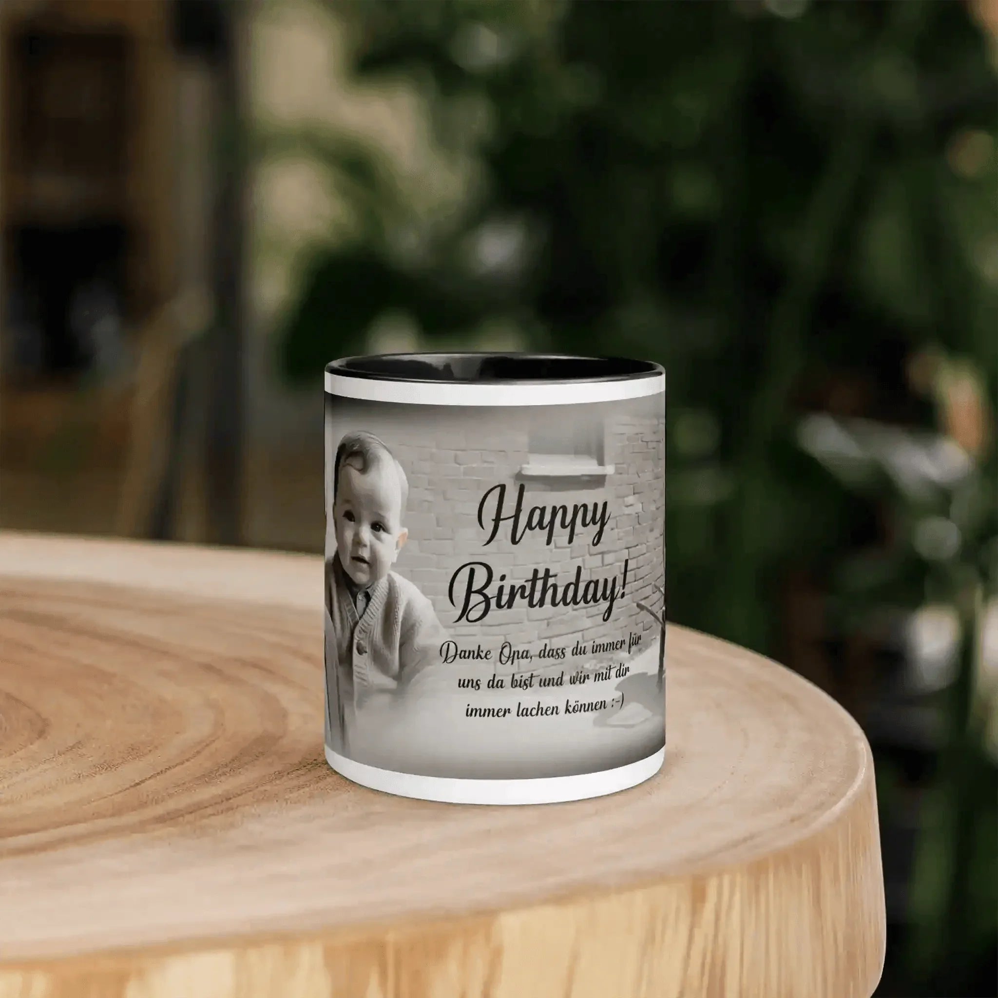 Personalisierte Geburtstagstasse mit Foto Baby, Aufschrift Happy Birthday, Geschenk Opa