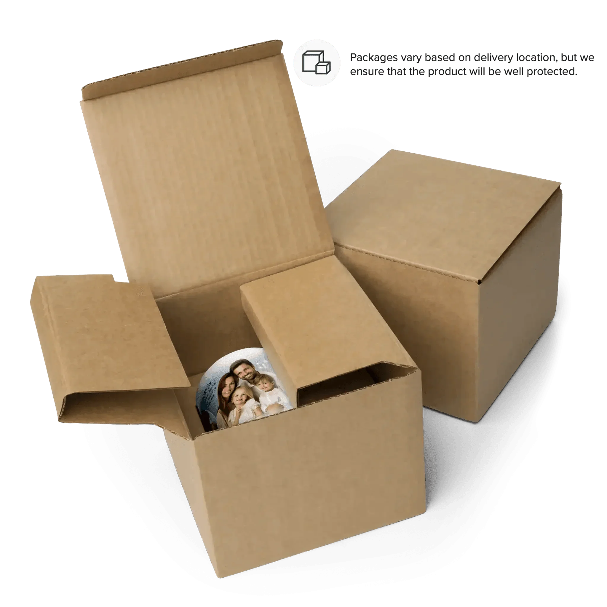 Kartonverpackung mit personalisierter Fototasse, stabile Versandbox, Geschenkidee